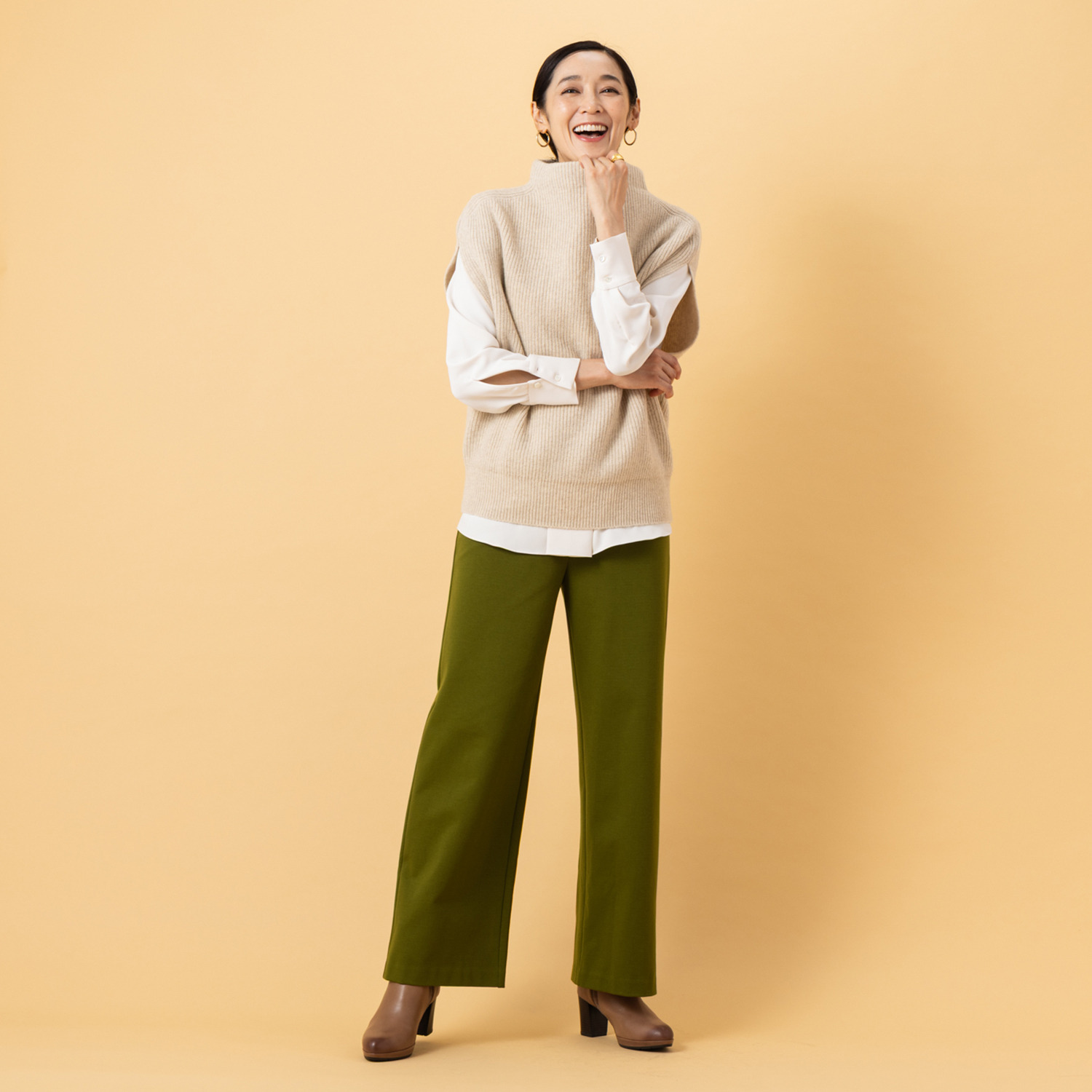 上質ごこち 吸湿発熱 プレミアム雅山（Ｒ） ワイドパンツ ＜股下７０ｃｍ＞