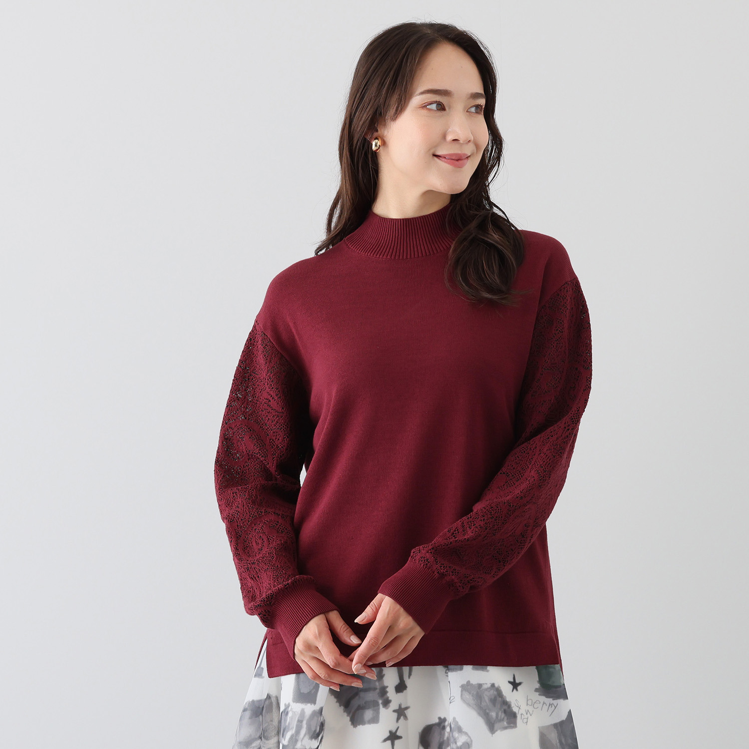 アットランティーヴァ アリア レーススリーブ ニットブラウス