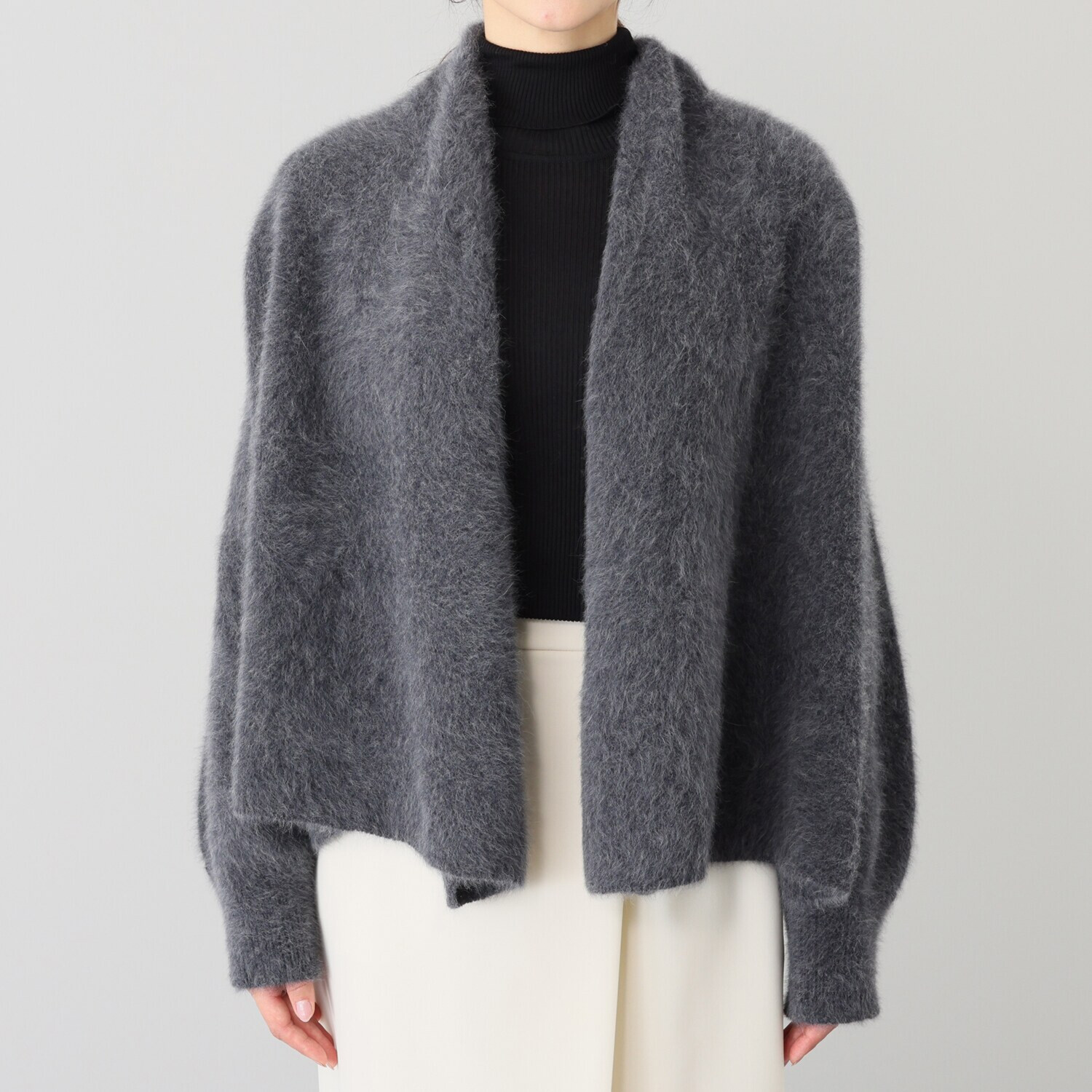 メリオン フォックス１００％ 軽やかでラグジュアリーな 着流しニットカーディガン