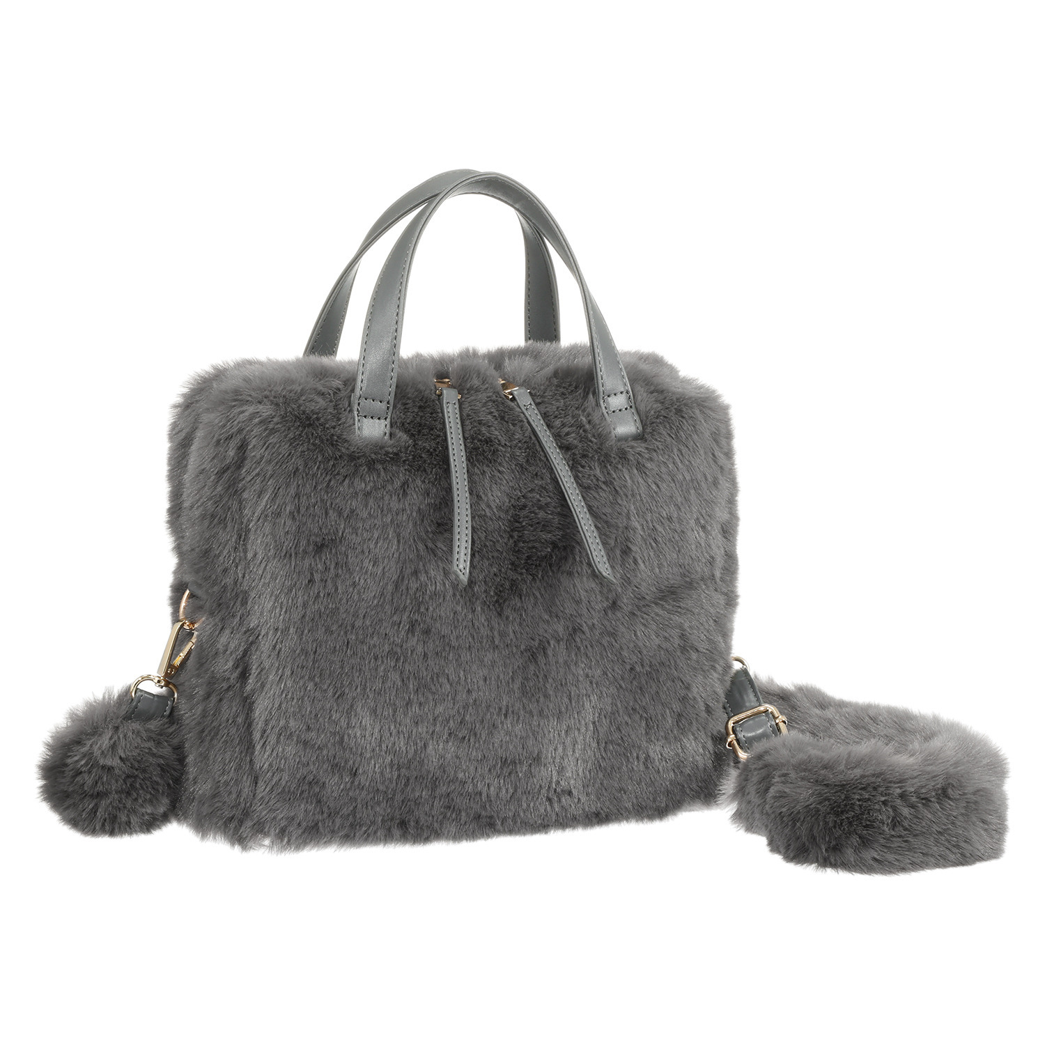 エイディア バッグやスマホが大変身！ 長さ調節ができる ポーチ付 エコファー ショルダーストラップ