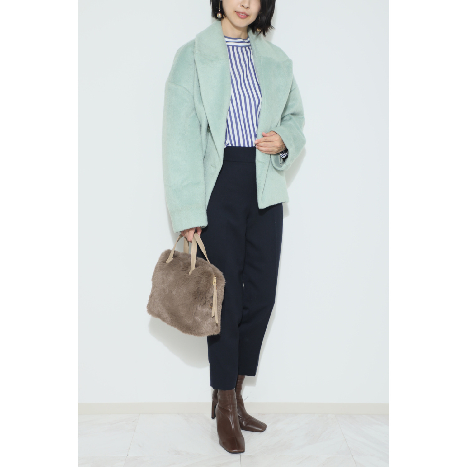 エイディア 毛並みふわふわ フェイクファー ２ウェイバッグ