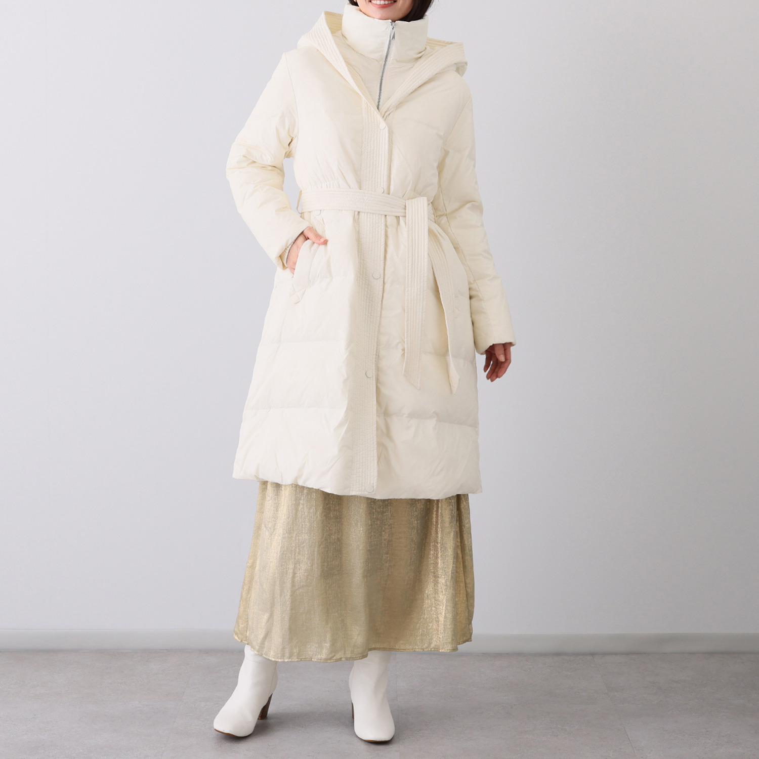 スタイルフライ はっ水 Ａラインシルエット ロングダウンコート