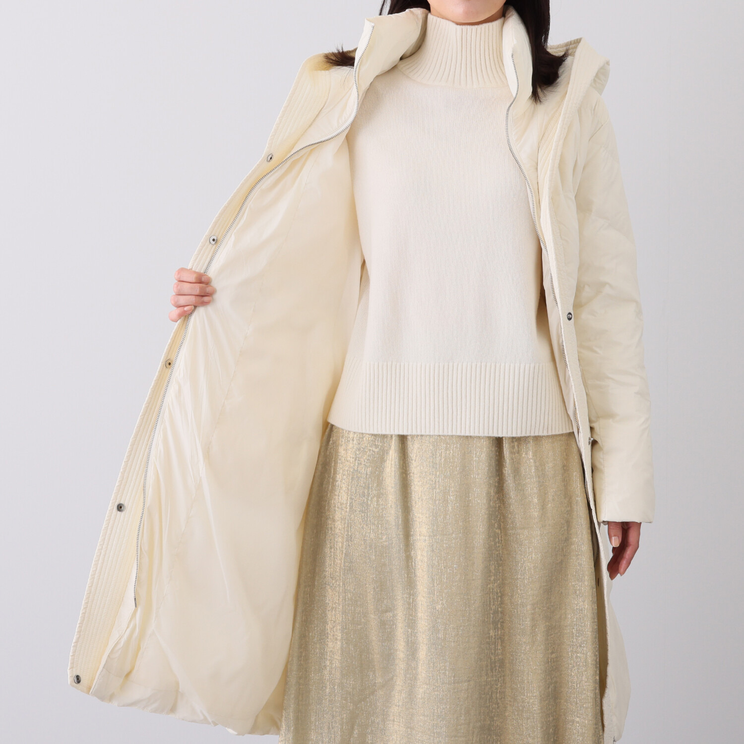 スタイルフライ はっ水 Ａラインシルエット ロングダウンコート