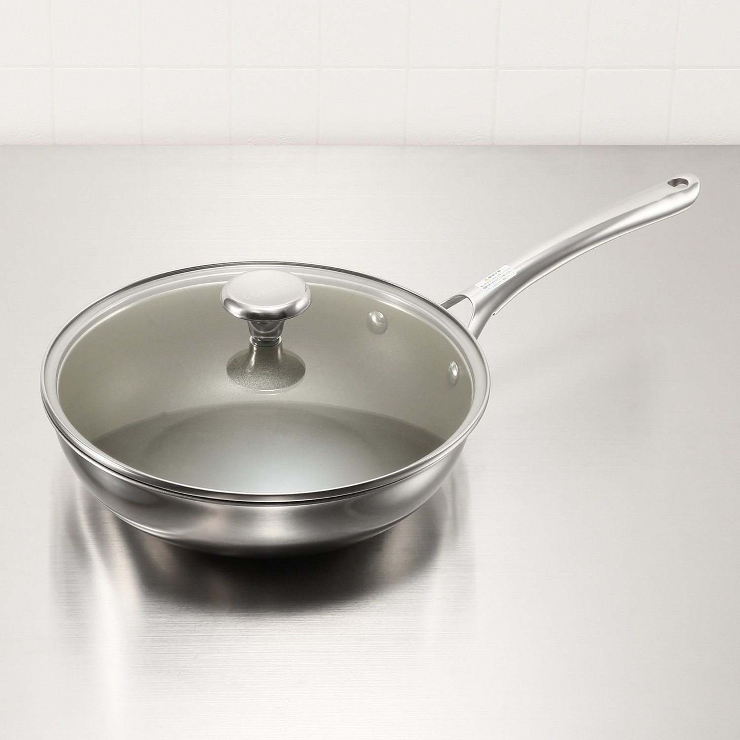 コーティング剤不使用の 革新的な次世代フライパン コレール ウォックパン 蓋付セット ＜２４ｃｍ＞