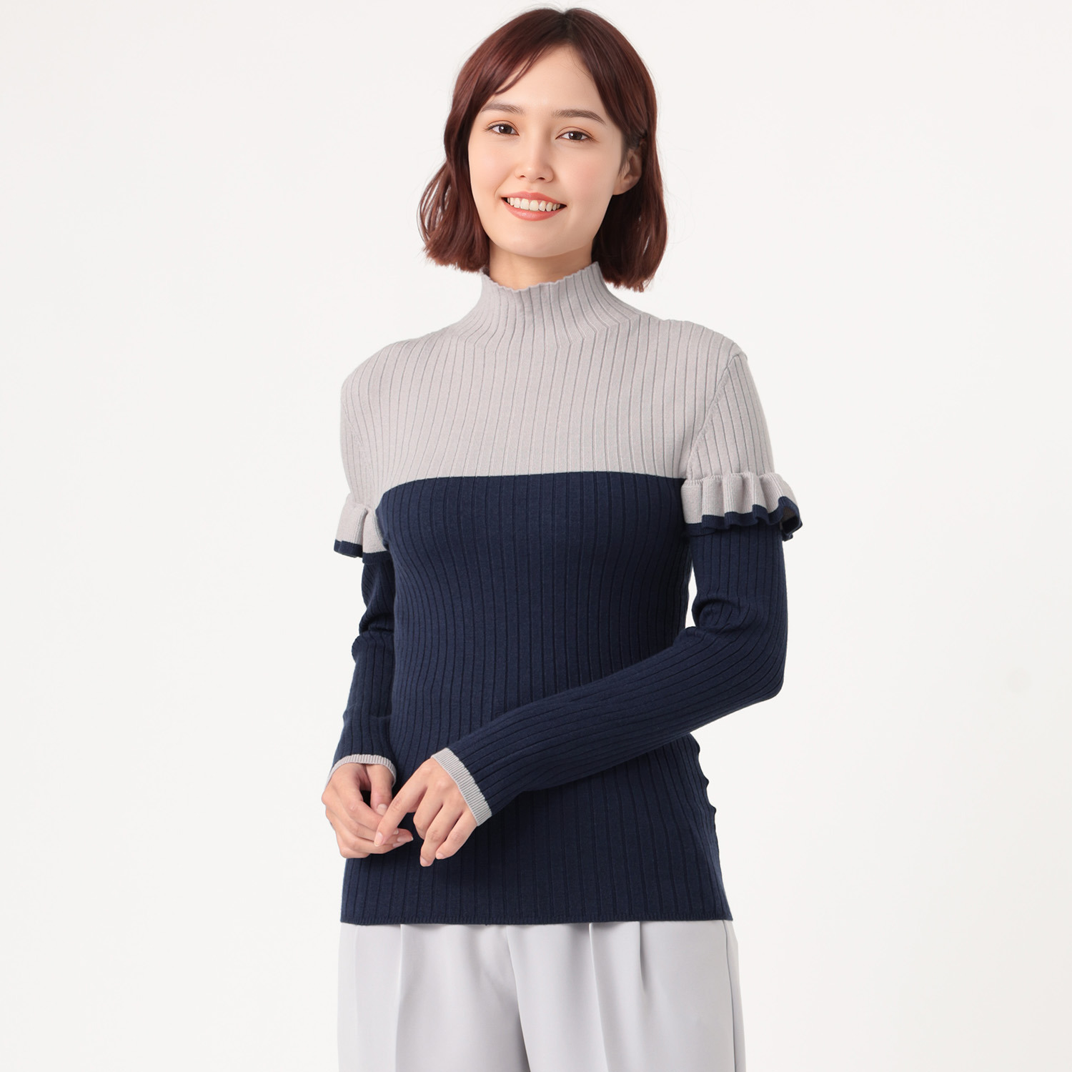 スタイル・ラヴィー 吸湿発熱 ハイネック ニットプルオーバー