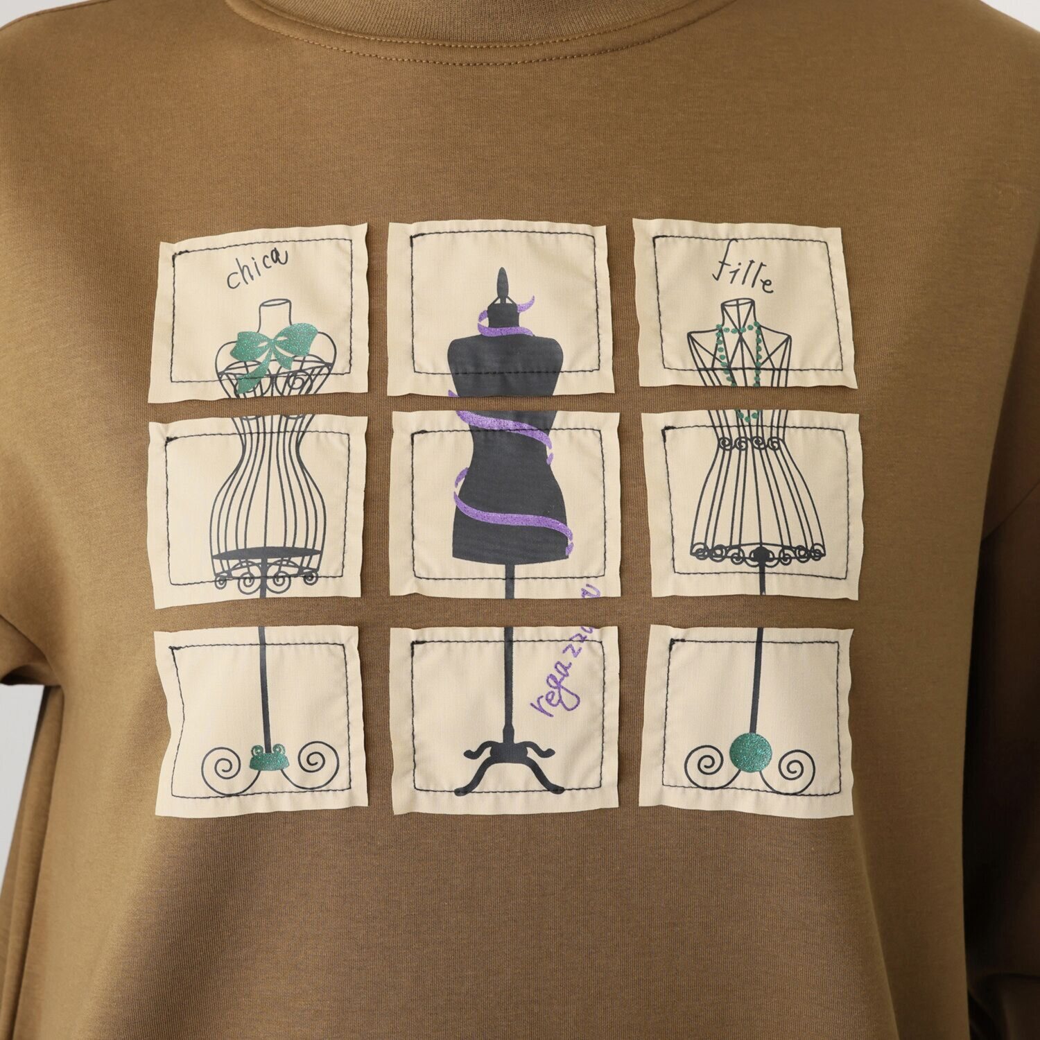 スタイル・ラヴィー プリントパッチワーク アクセント プルオーバー