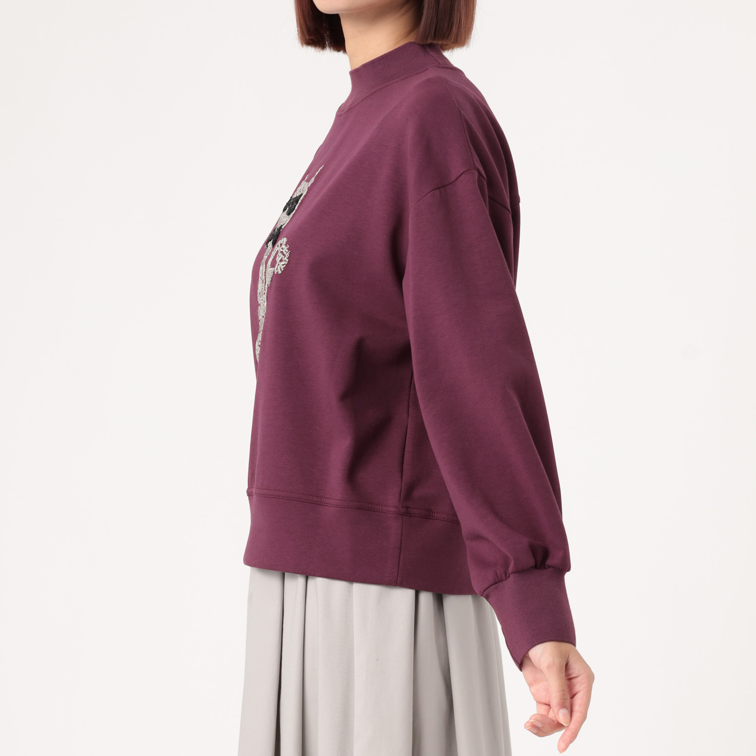 スタイル・ラヴィー ネコちゃん刺しゅう ダンボールニット プルオーバー