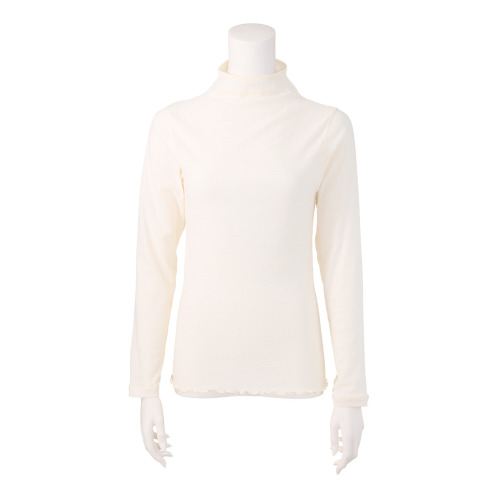 丸福ガーゼ　吸水速乾・抗菌防臭　綿モダール混　ボトルネック　長袖プルオーバー