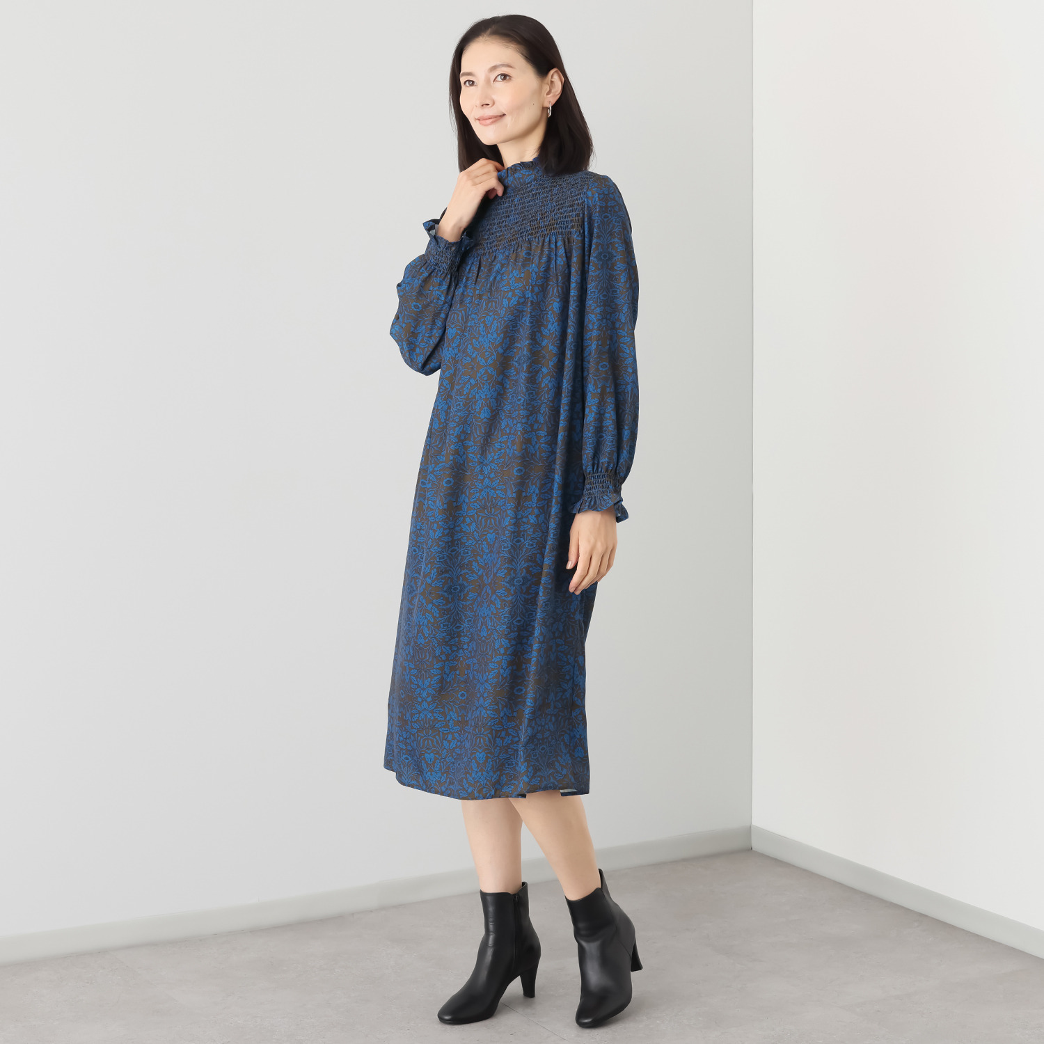 ダジュール プリント シャーリングワンピース