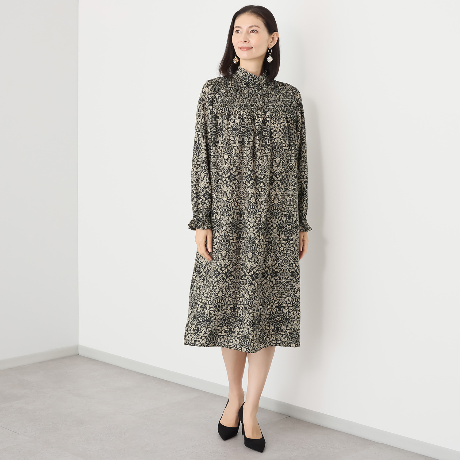 ダジュール プリント シャーリングワンピース