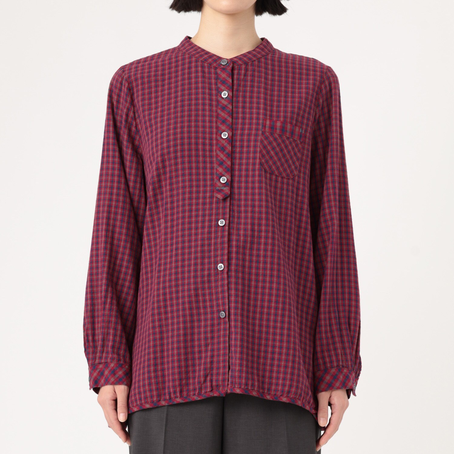 ダジュール ギンガムチェック切替 デザインブラウス