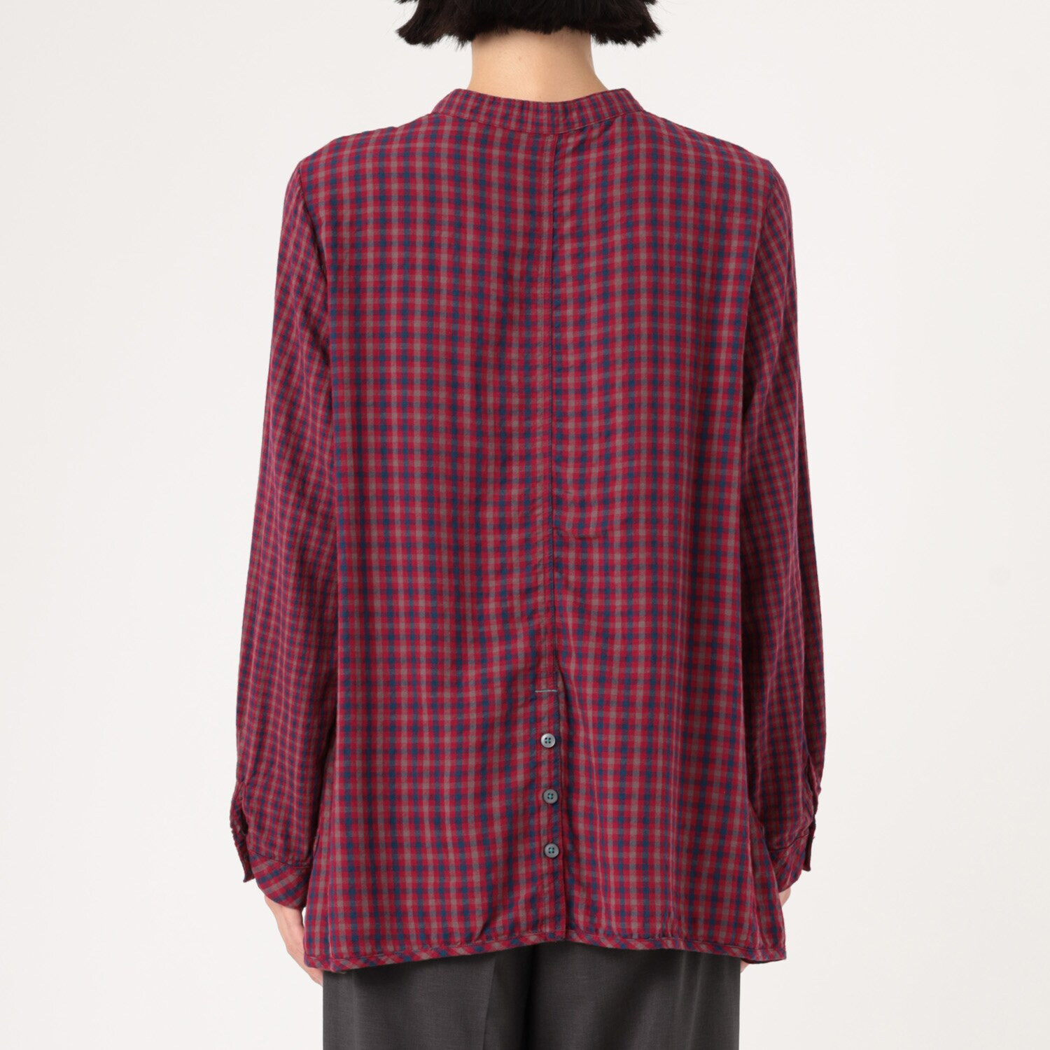 ダジュール ギンガムチェック切替 デザインブラウス