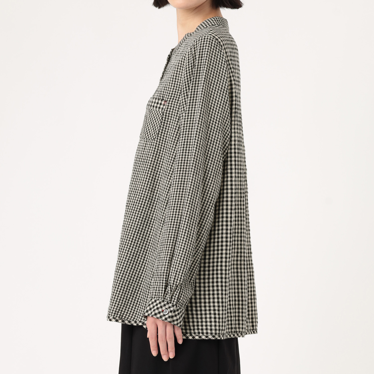 ダジュール ギンガムチェック切替 デザインブラウス