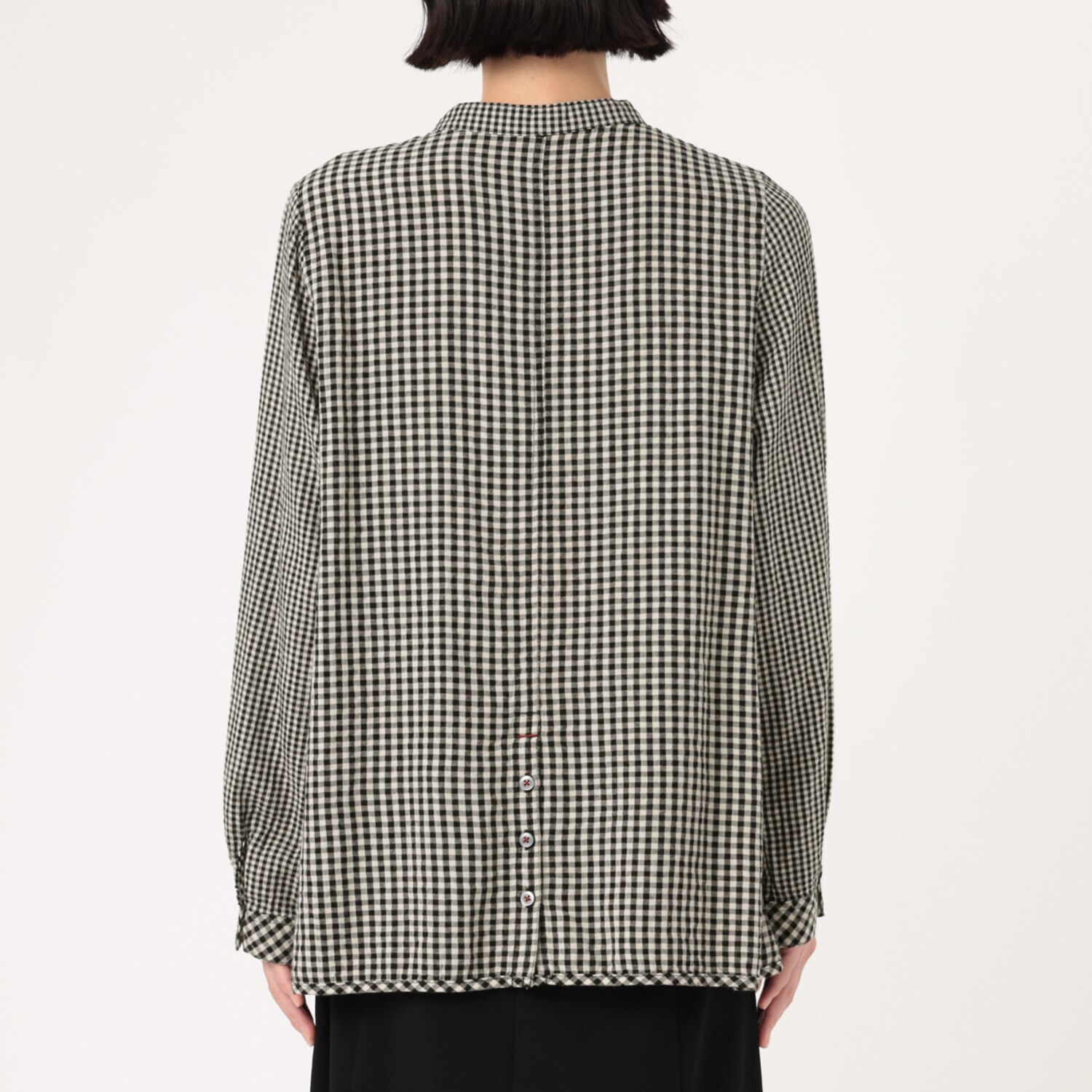 ダジュール ギンガムチェック切替 デザインブラウス
