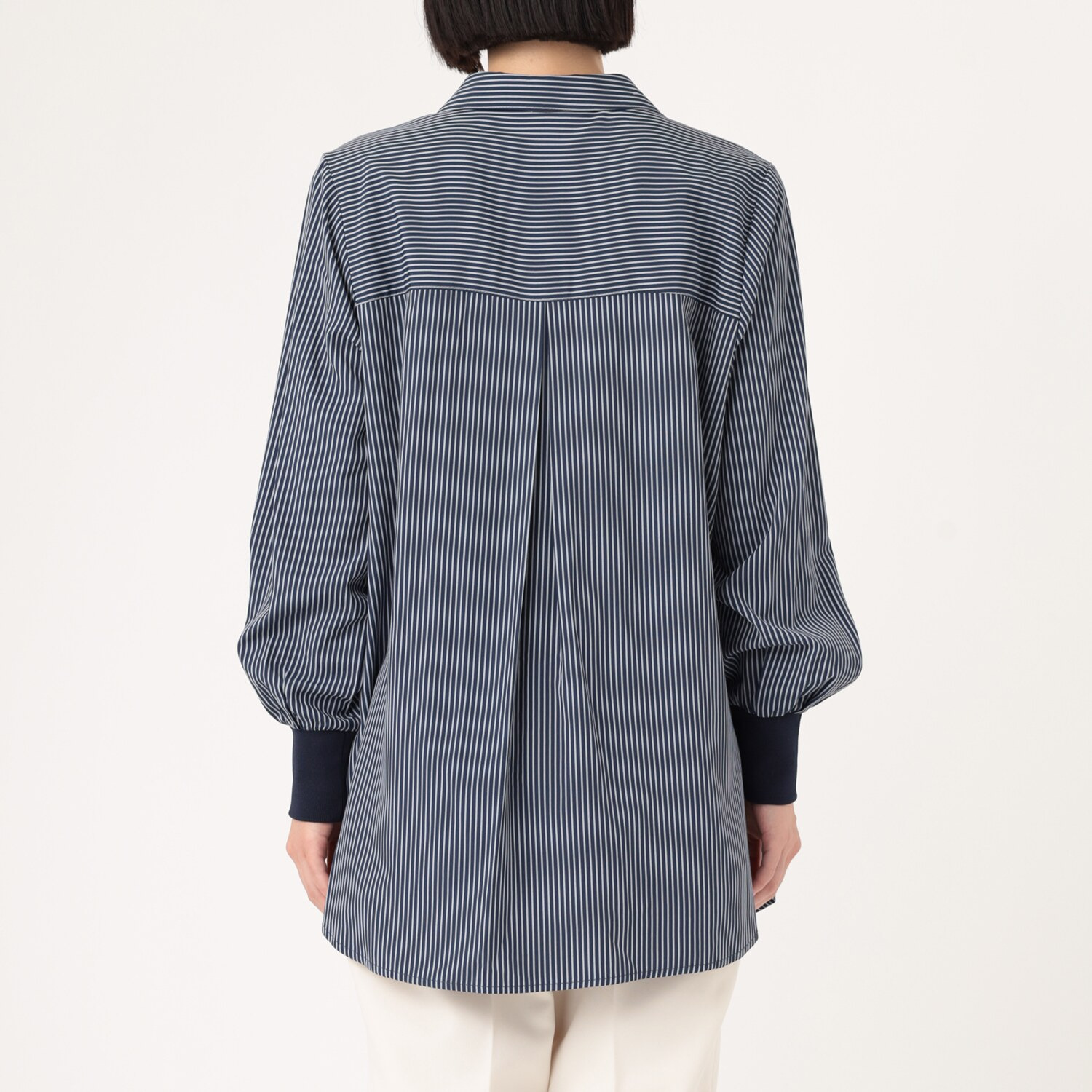 ダジュール タックデザイン ストライプブラウス