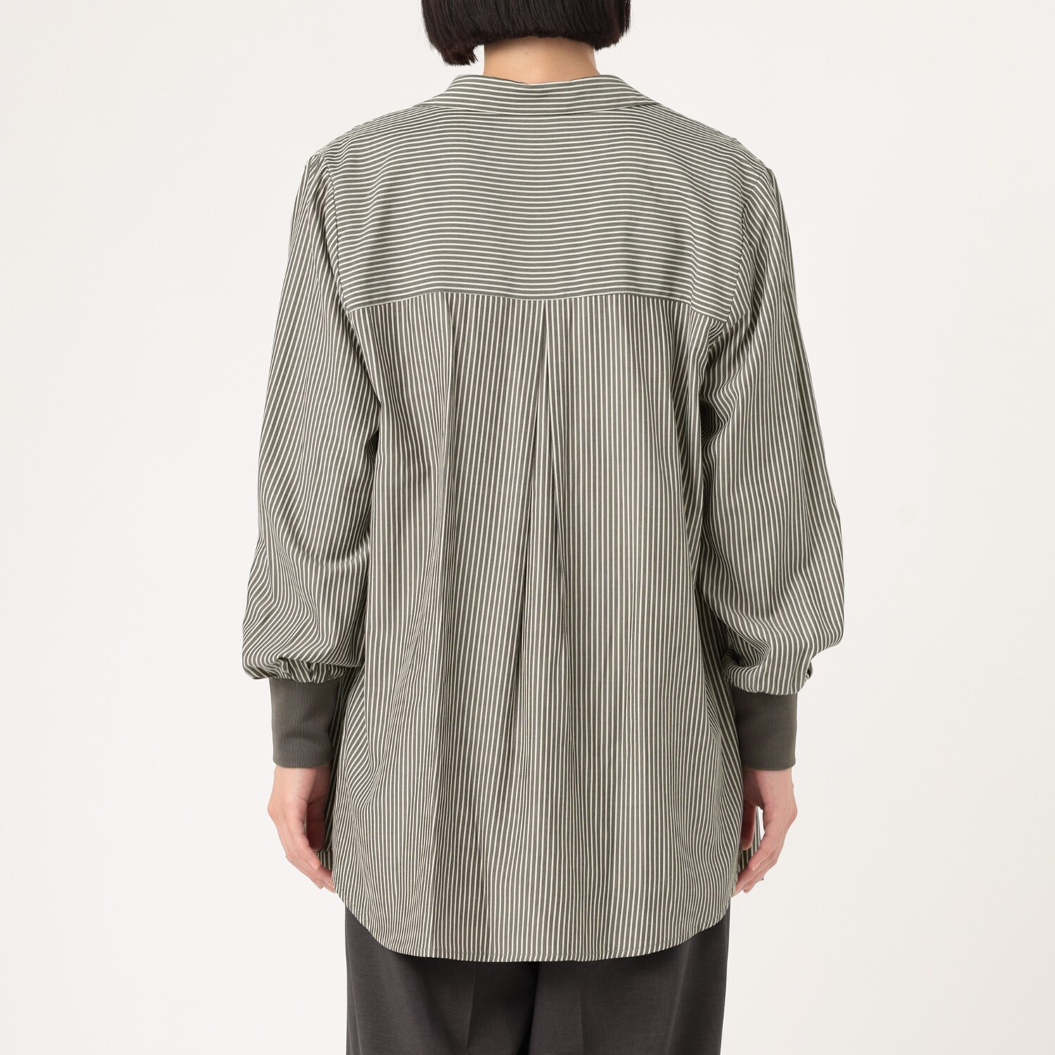 ダジュール タックデザイン ストライプブラウス