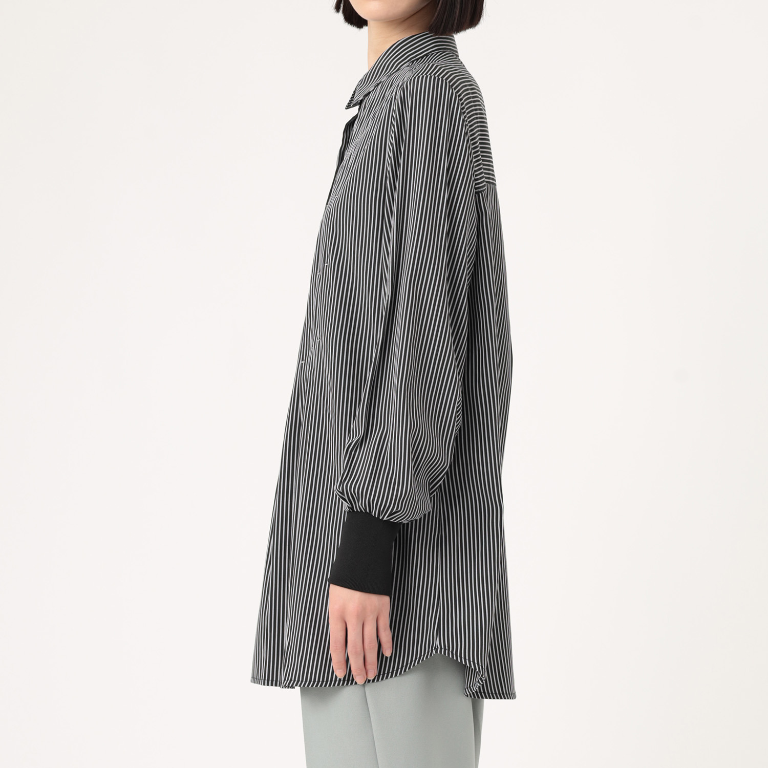 ダジュール タックデザイン ストライプブラウス