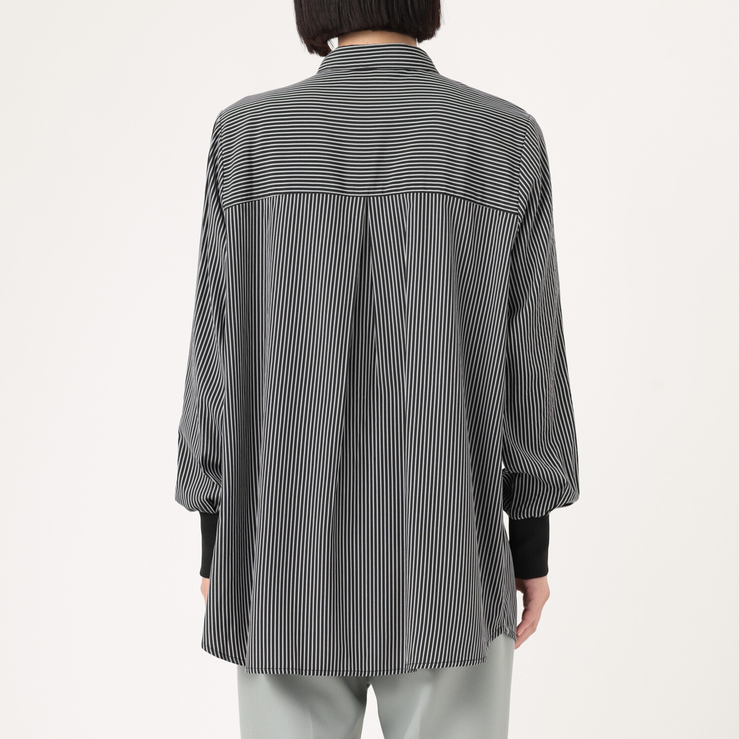 ダジュール タックデザイン ストライプブラウス