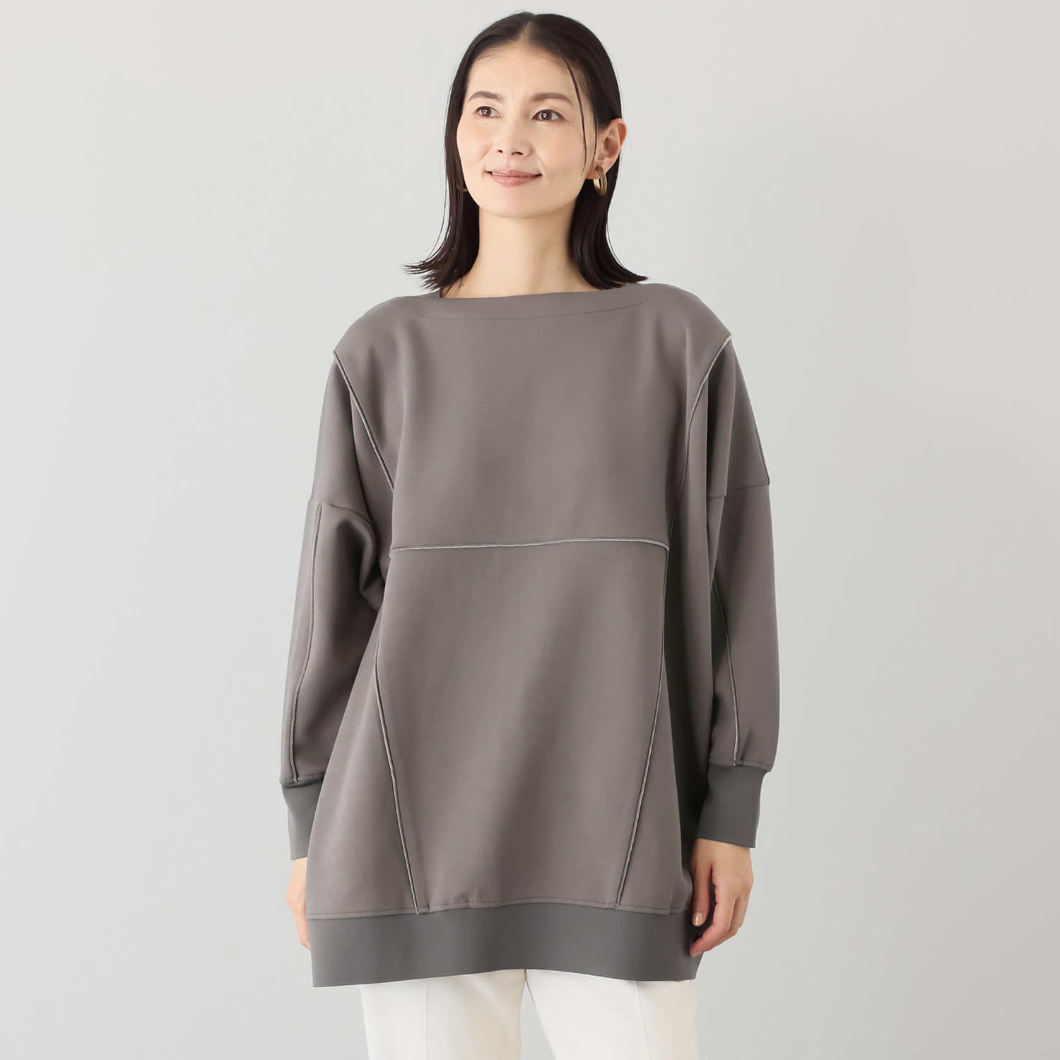 ヨーコモリモト べロアパイピングで カジュアルを格上げ デザインチュニック