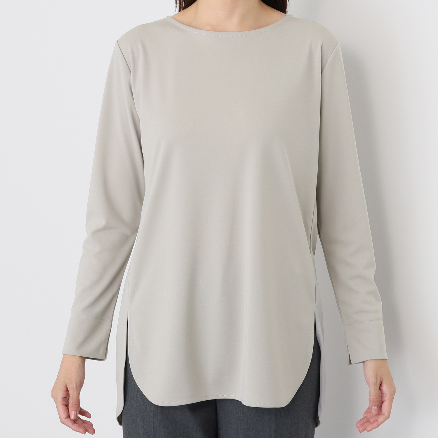 バーチ　ドゥエ 快適着心地！ シャツテール ダブルジャージー プルオーバー