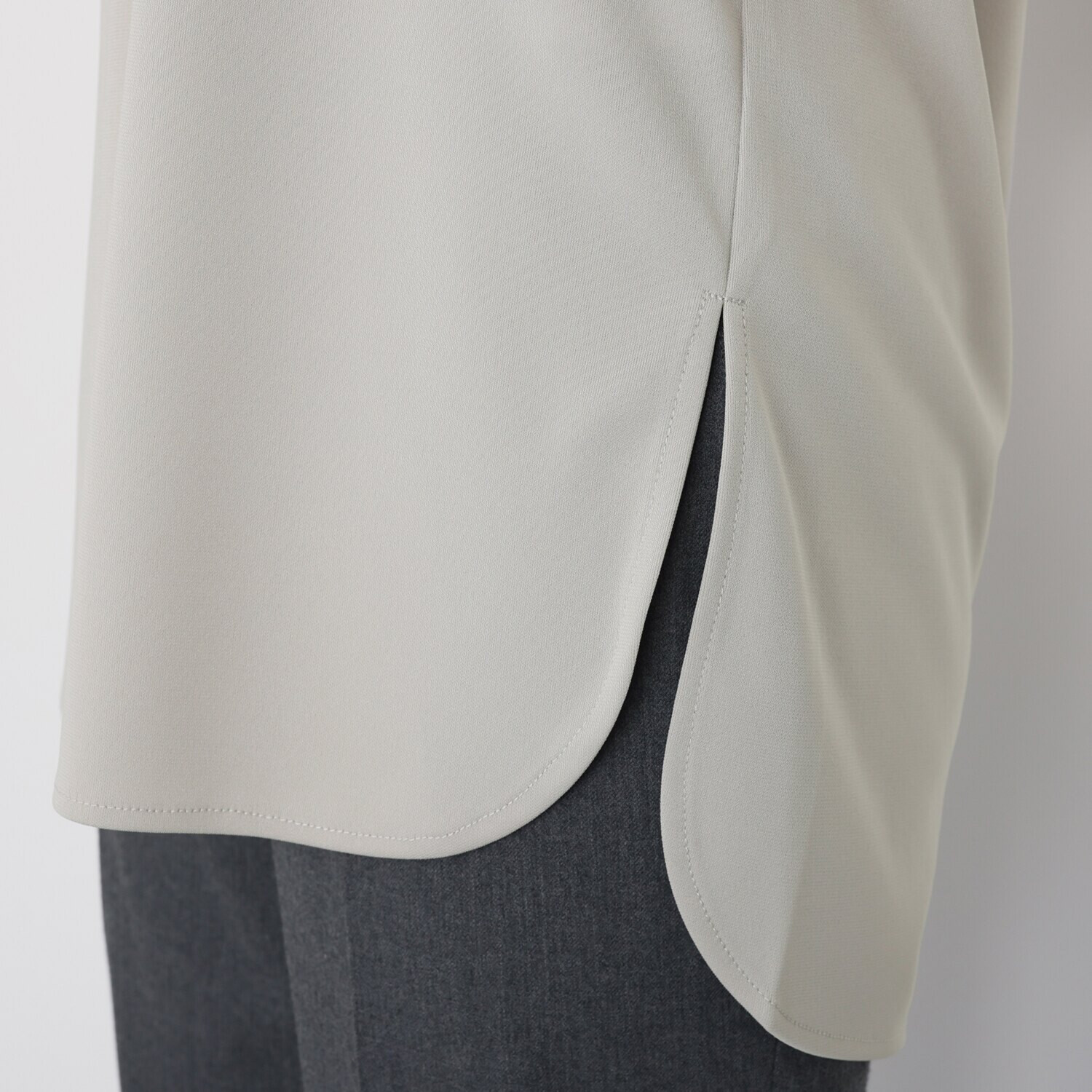 バーチ　ドゥエ 快適着心地！ シャツテール ダブルジャージー プルオーバー