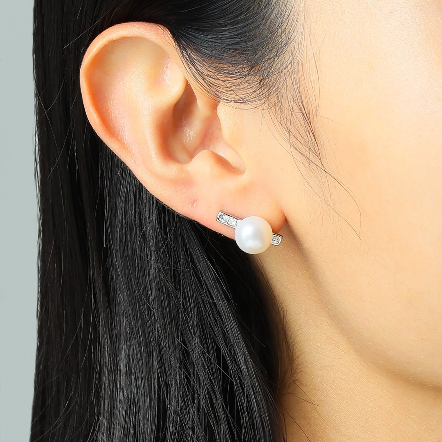 ＹＵＩＤＡＭＡ 淡水パール＆ プレシオサ社製 クリスタルガラス エレガントモードスタイル ステンレス イヤリング／ピアス