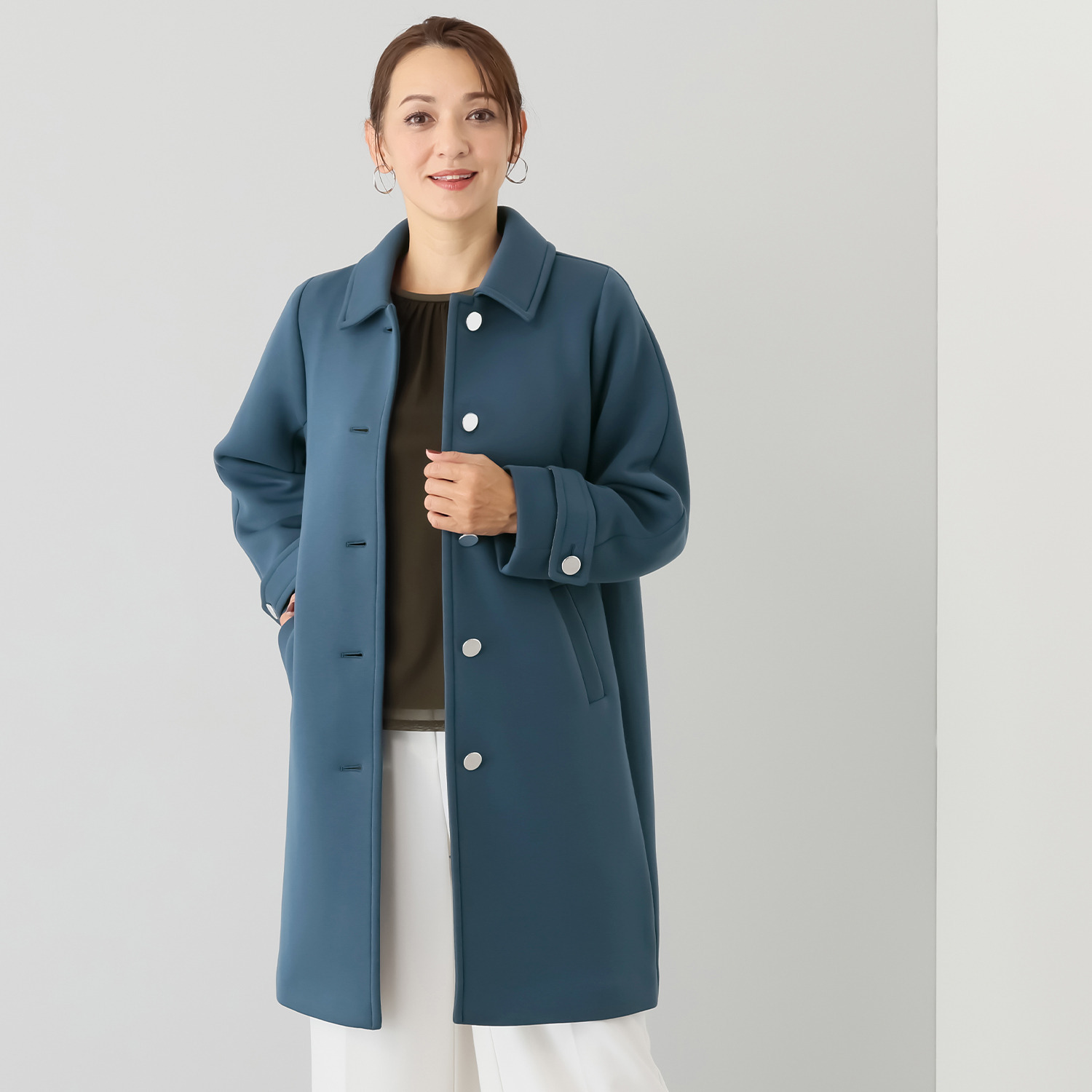 アンリック　オー　ブルー ソフトダンボール スタイリッシュ ステンカラーコート