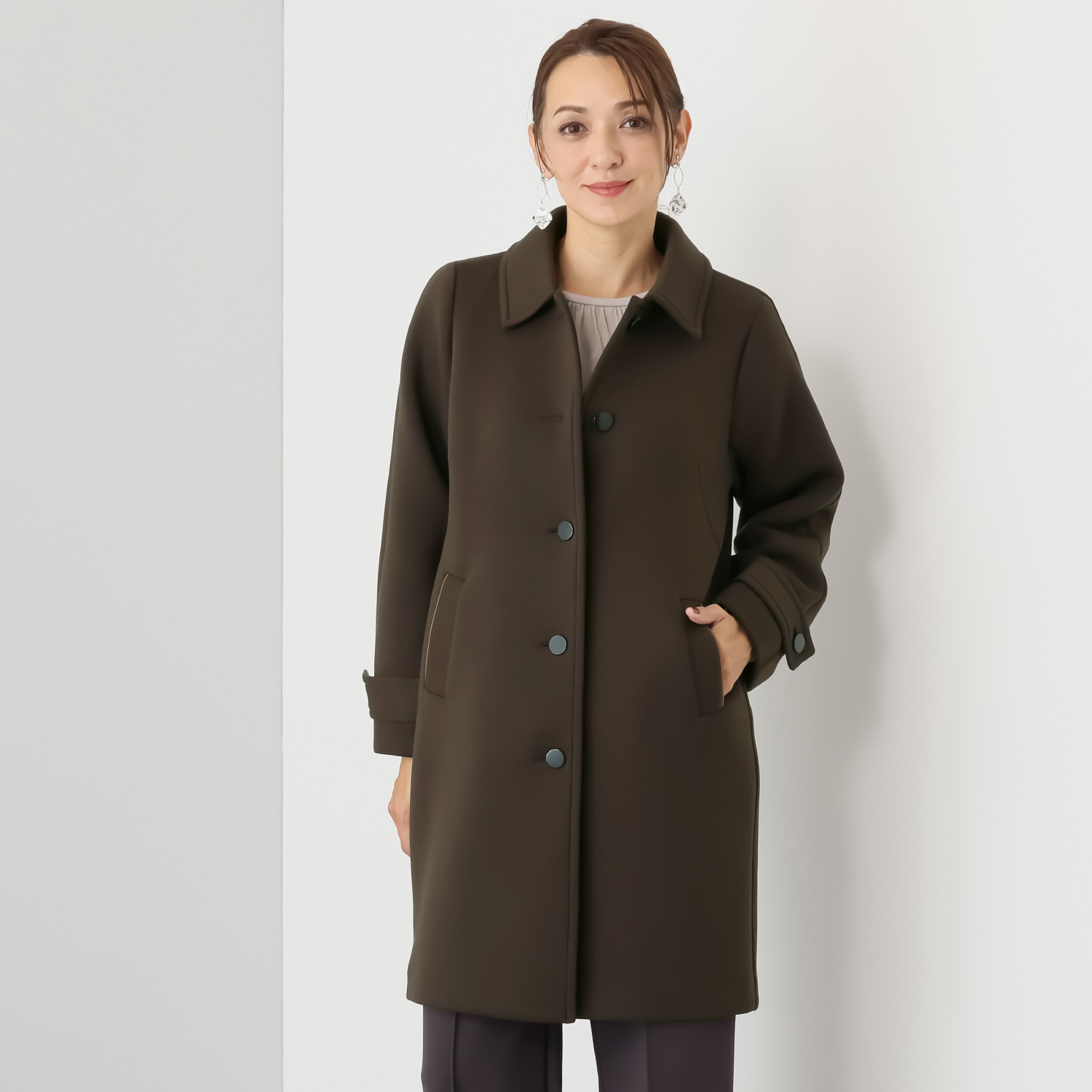 アンリック　オー　ブルー ソフトダンボール スタイリッシュ ステンカラーコート