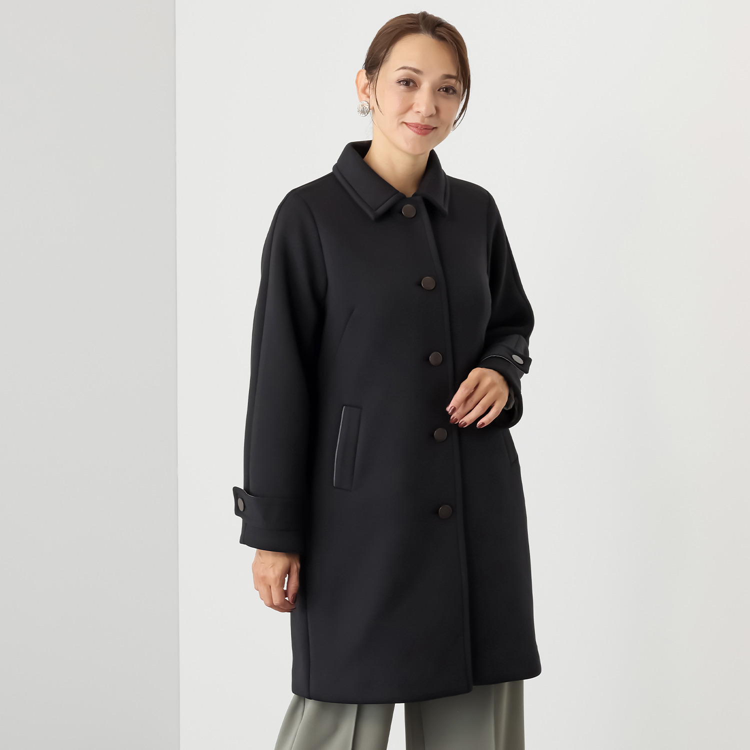 アンリック　オー　ブルー ソフトダンボール スタイリッシュ ステンカラーコート