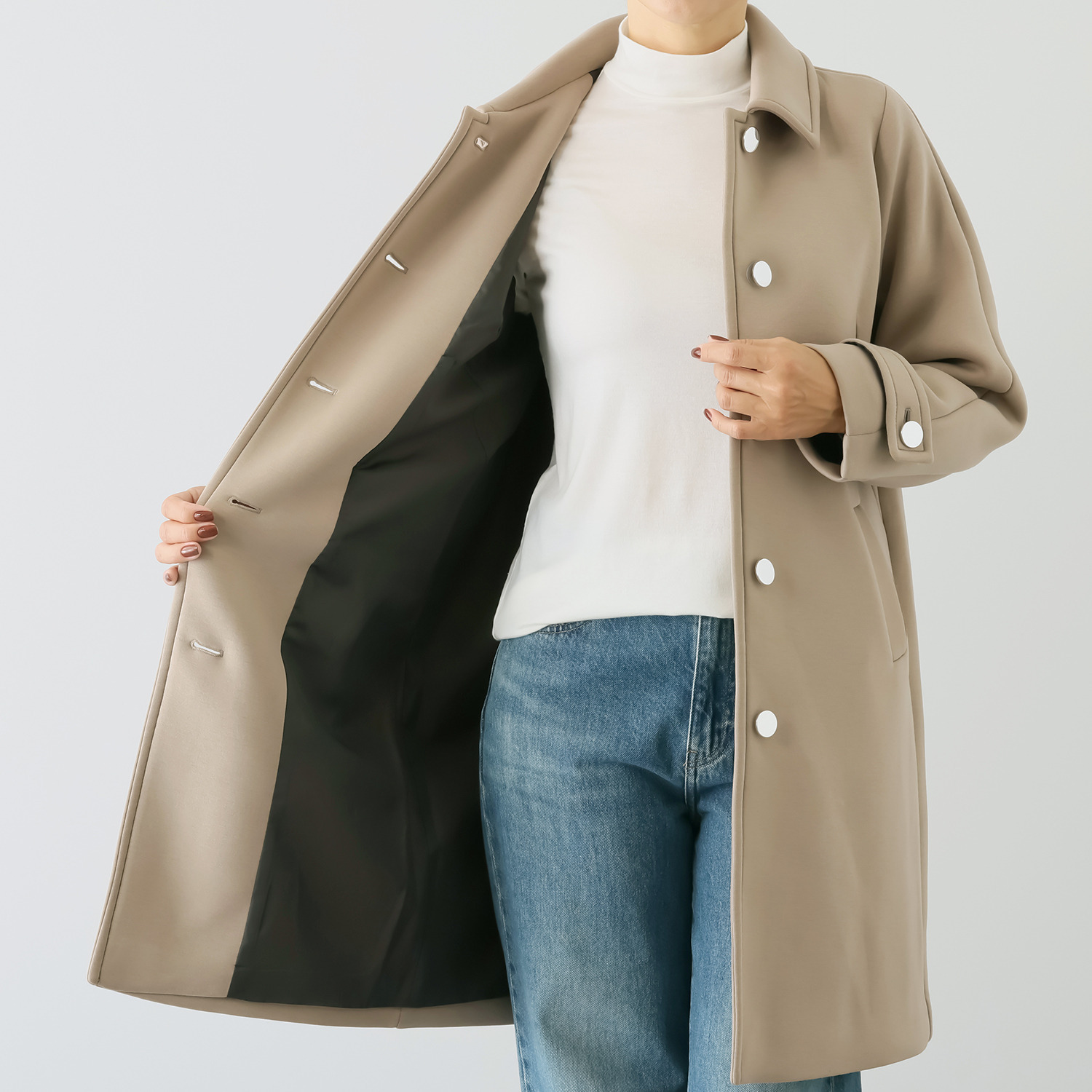 アンリック　オー　ブルー ソフトダンボール スタイリッシュ ステンカラーコート