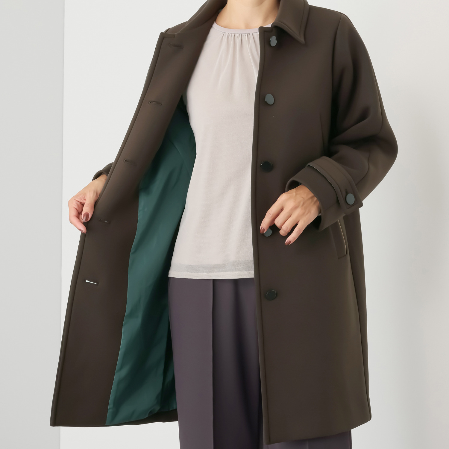 アンリック　オー　ブルー ソフトダンボール スタイリッシュ ステンカラーコート