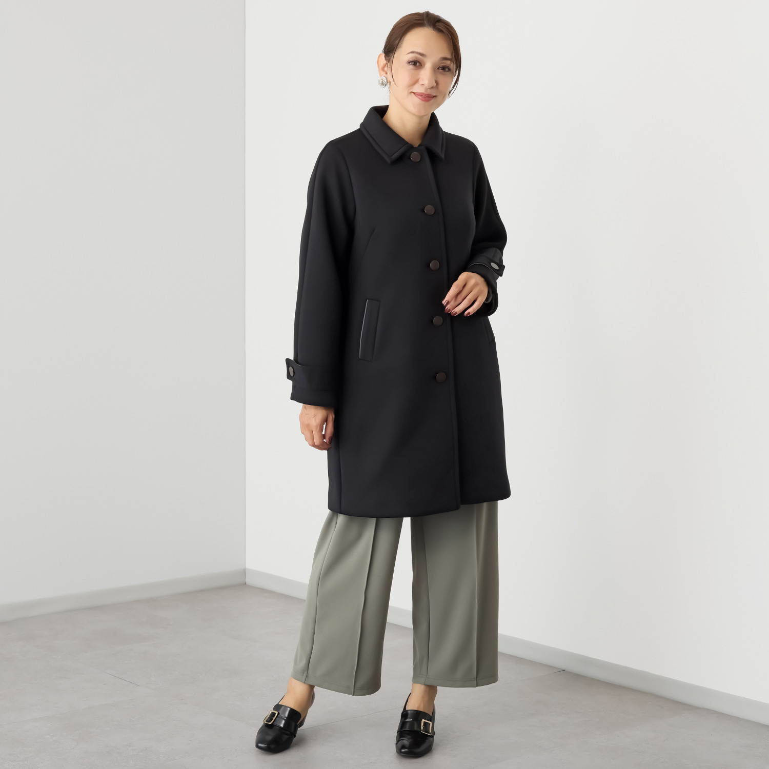 アンリック　オー　ブルー ソフトダンボール スタイリッシュ ステンカラーコート