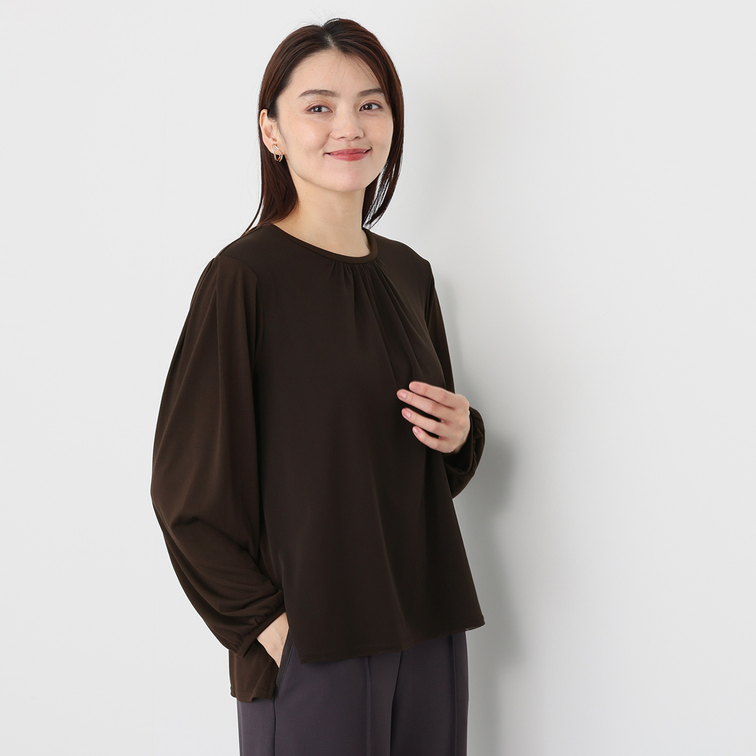 アンリック　オー　ブルー ソフト天竺 チュールレイヤード プルオーバー