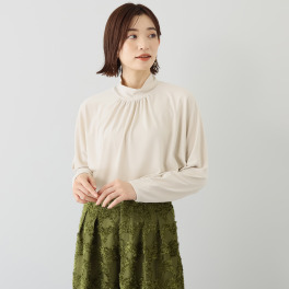トマケトマ カットジョーゼット ハイネック プルオーバー