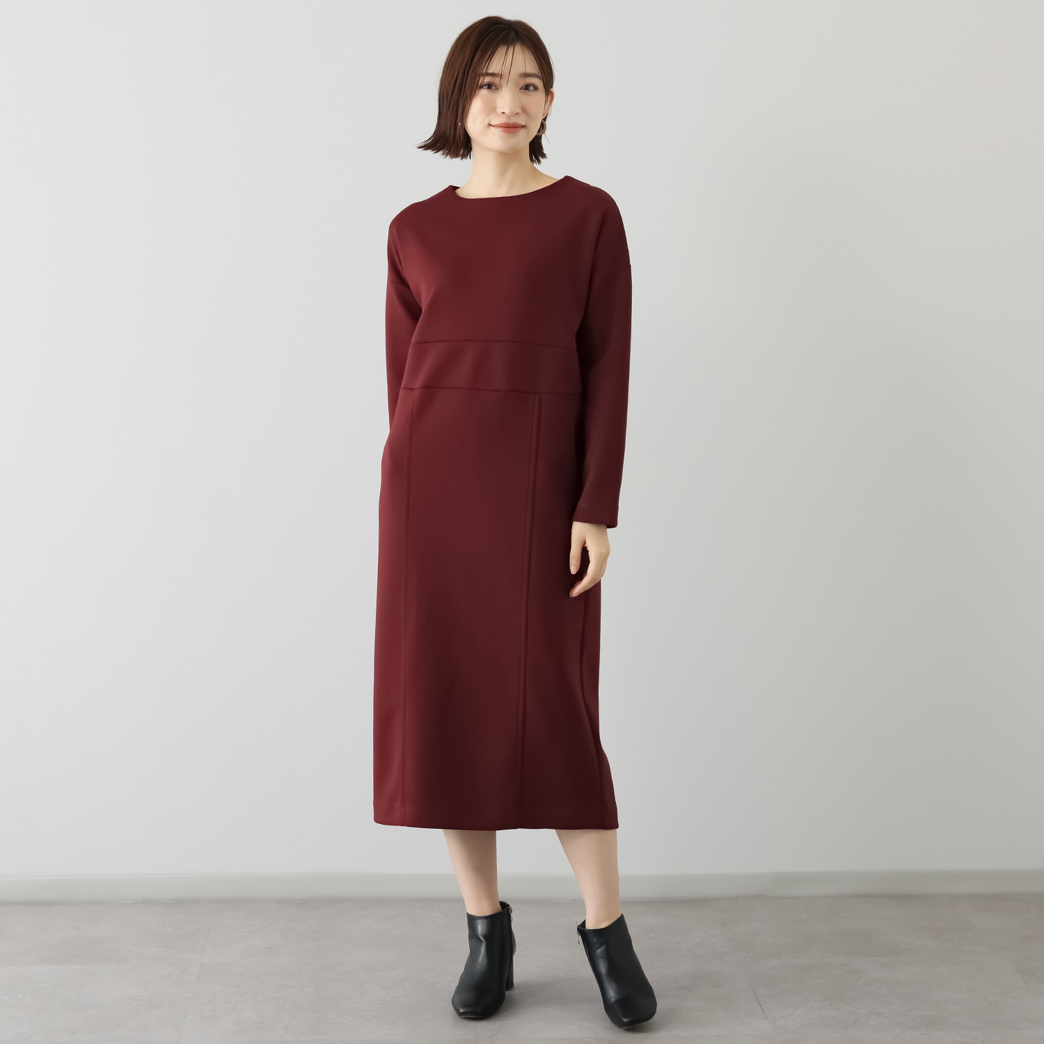 トマケトマ ダンボールニット ウエスト切替 ワンピース