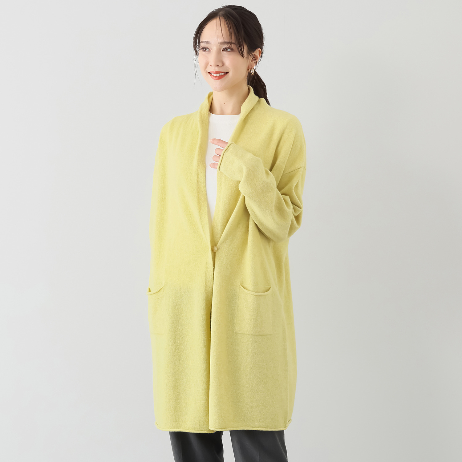 エヌエフ 自社牧場で育った ウール１００％ ニットコーディガン