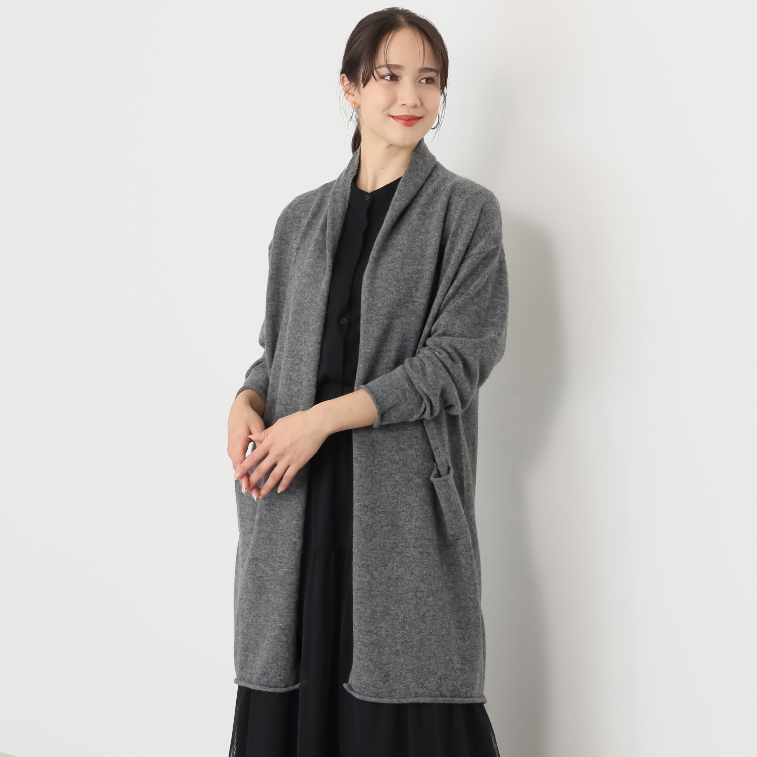 エヌエフ 自社牧場で育った ウール１００％ ニットコーディガン