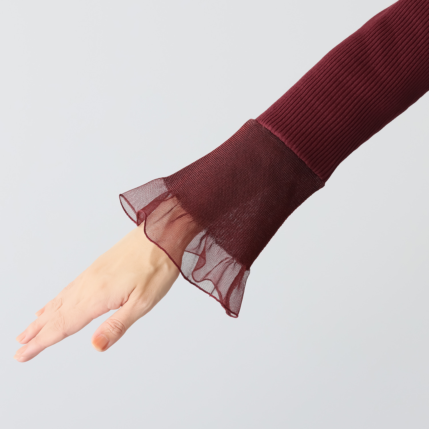 ミューリエ レディな華やぎを日常に シアーベルスリーブ ニットプルオーバー