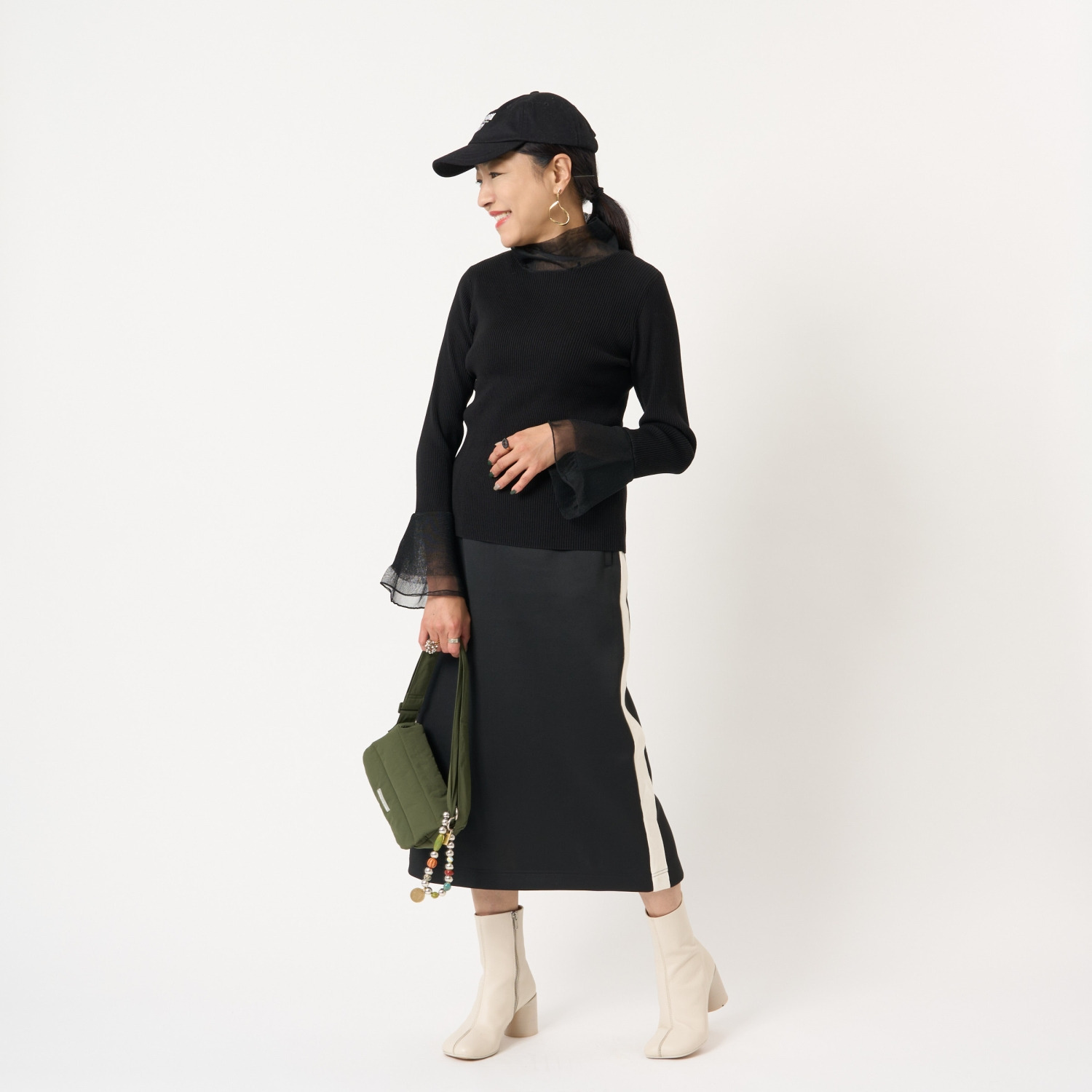 ミューリエ レディな華やぎを日常に シアーベルスリーブ ニットプルオーバー