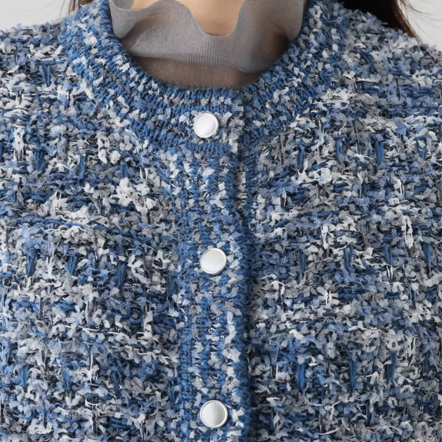 ミューリエ レトロで新しい ツイード見えニットジレ