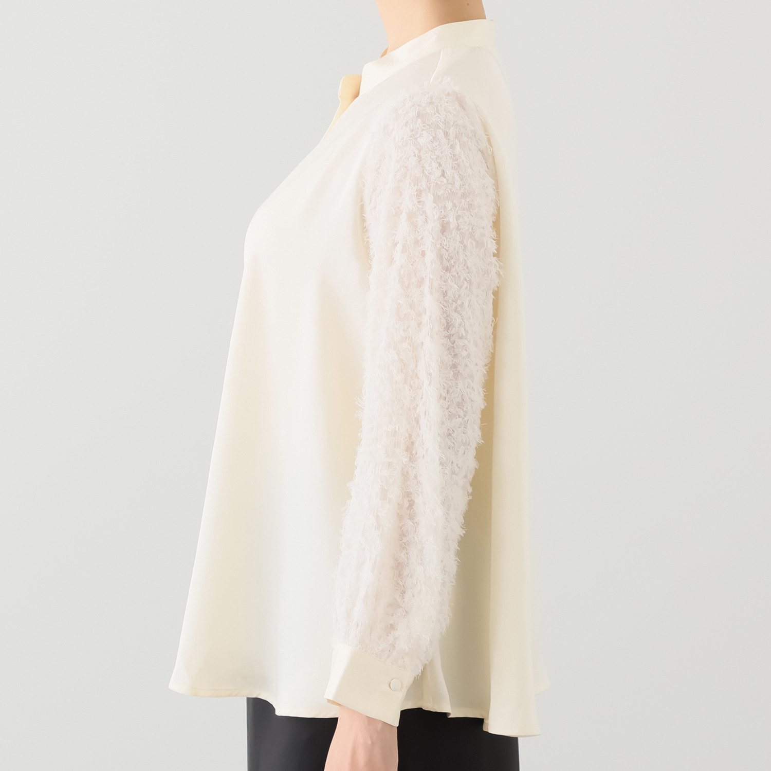 ミューリエ つやっ、とろっ、ふわっの ３重奏 異素材コンビブラウス