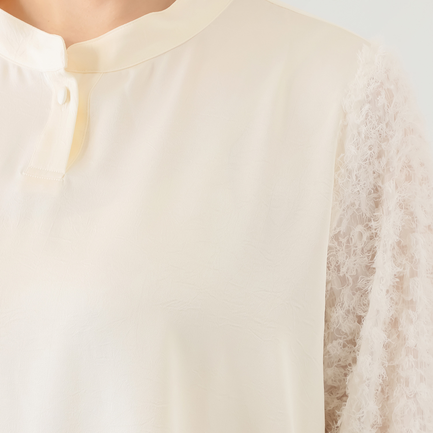 ミューリエ つやっ、とろっ、ふわっの ３重奏 異素材コンビブラウス