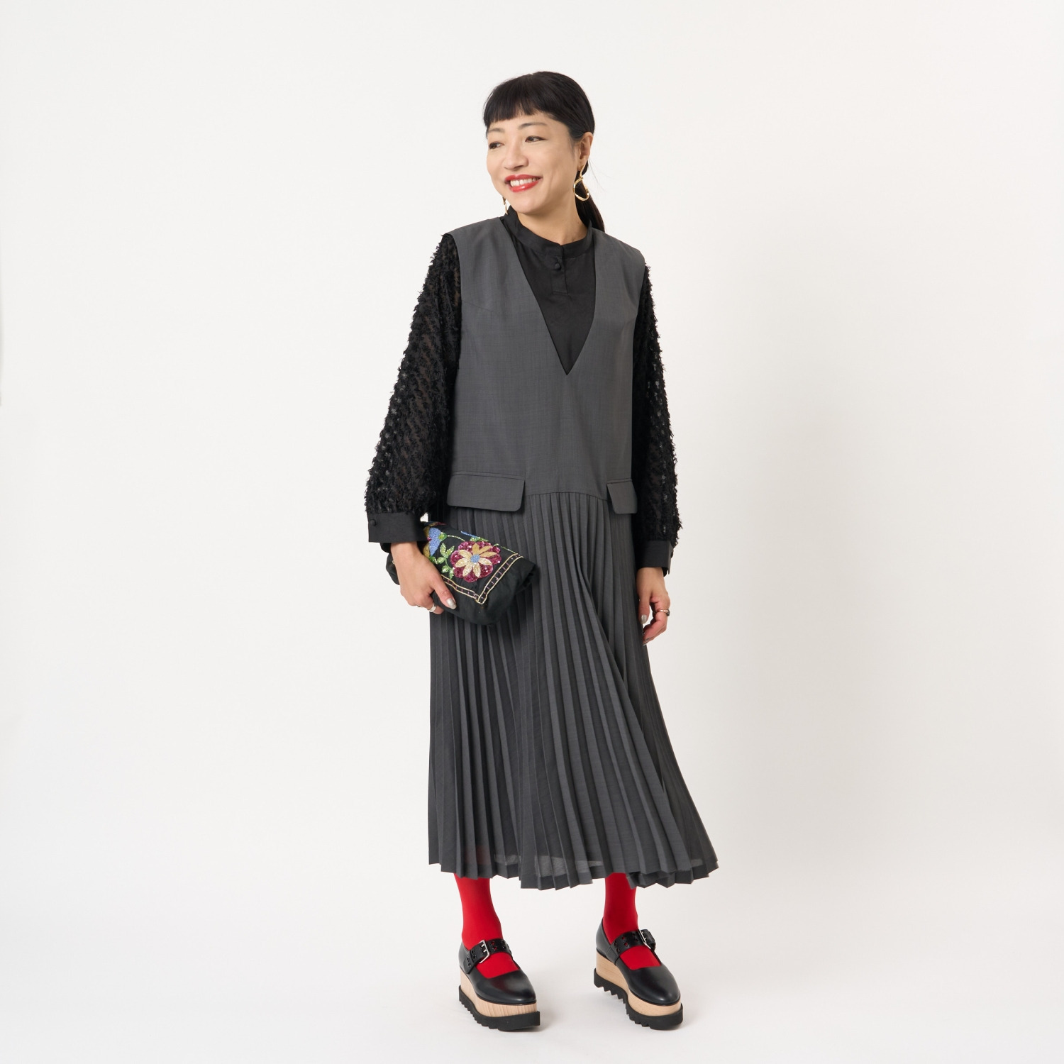 ミューリエ つやっ、とろっ、ふわっの ３重奏 異素材コンビブラウス