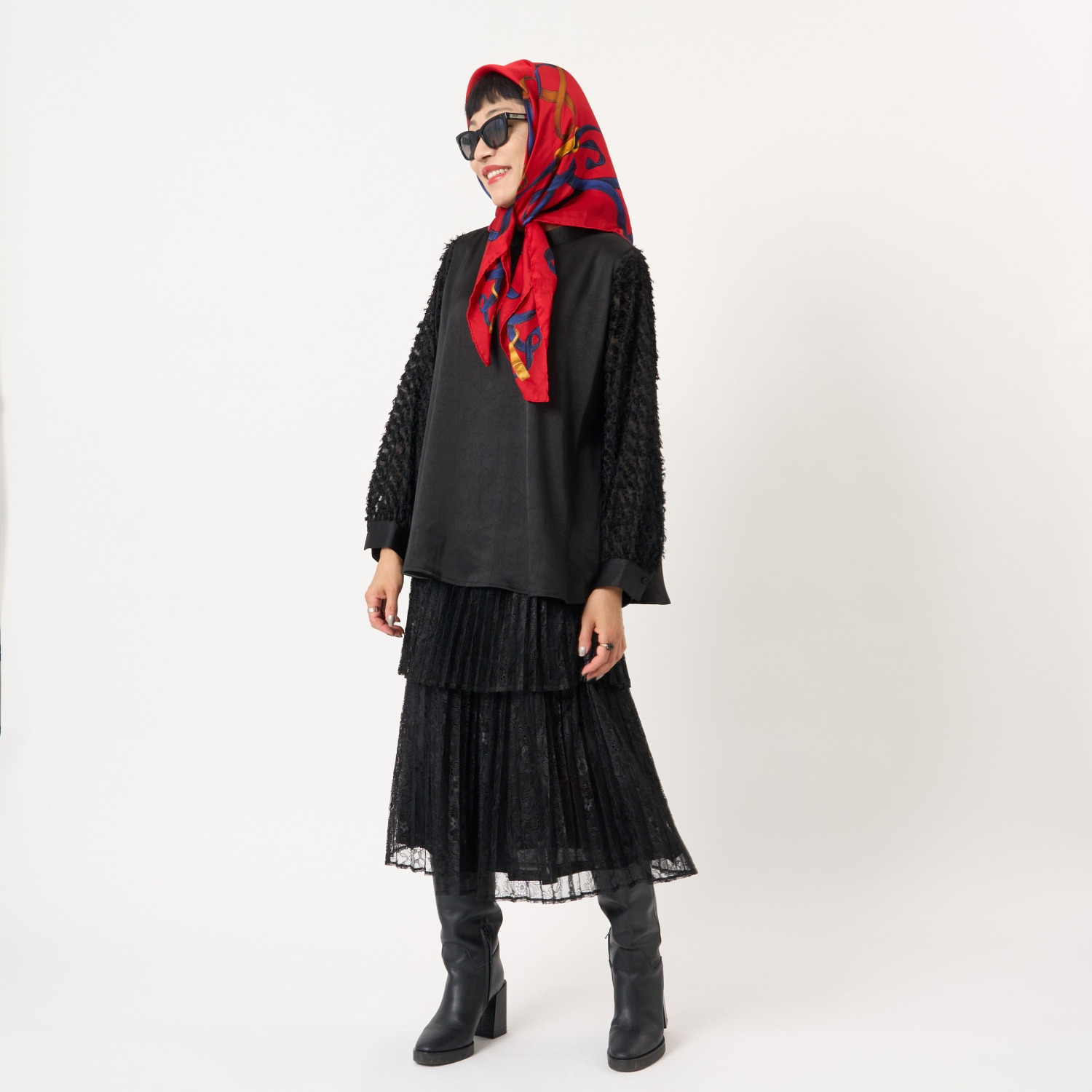 ミューリエ つやっ、とろっ、ふわっの ３重奏 異素材コンビブラウス