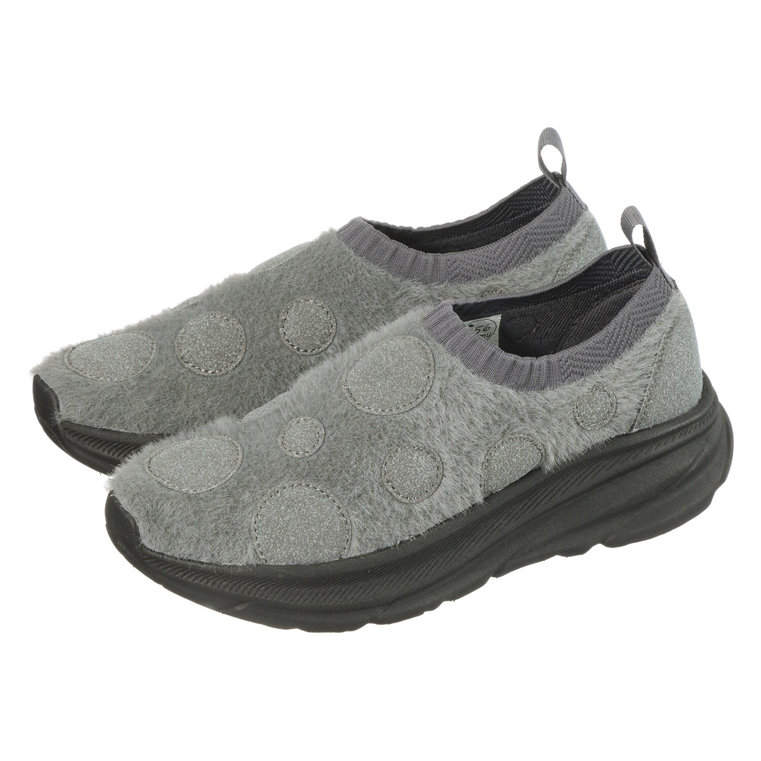 ゴムゴム 丸洗いできる ふわふわニット ドットデザイン 厚底軽量シューズ