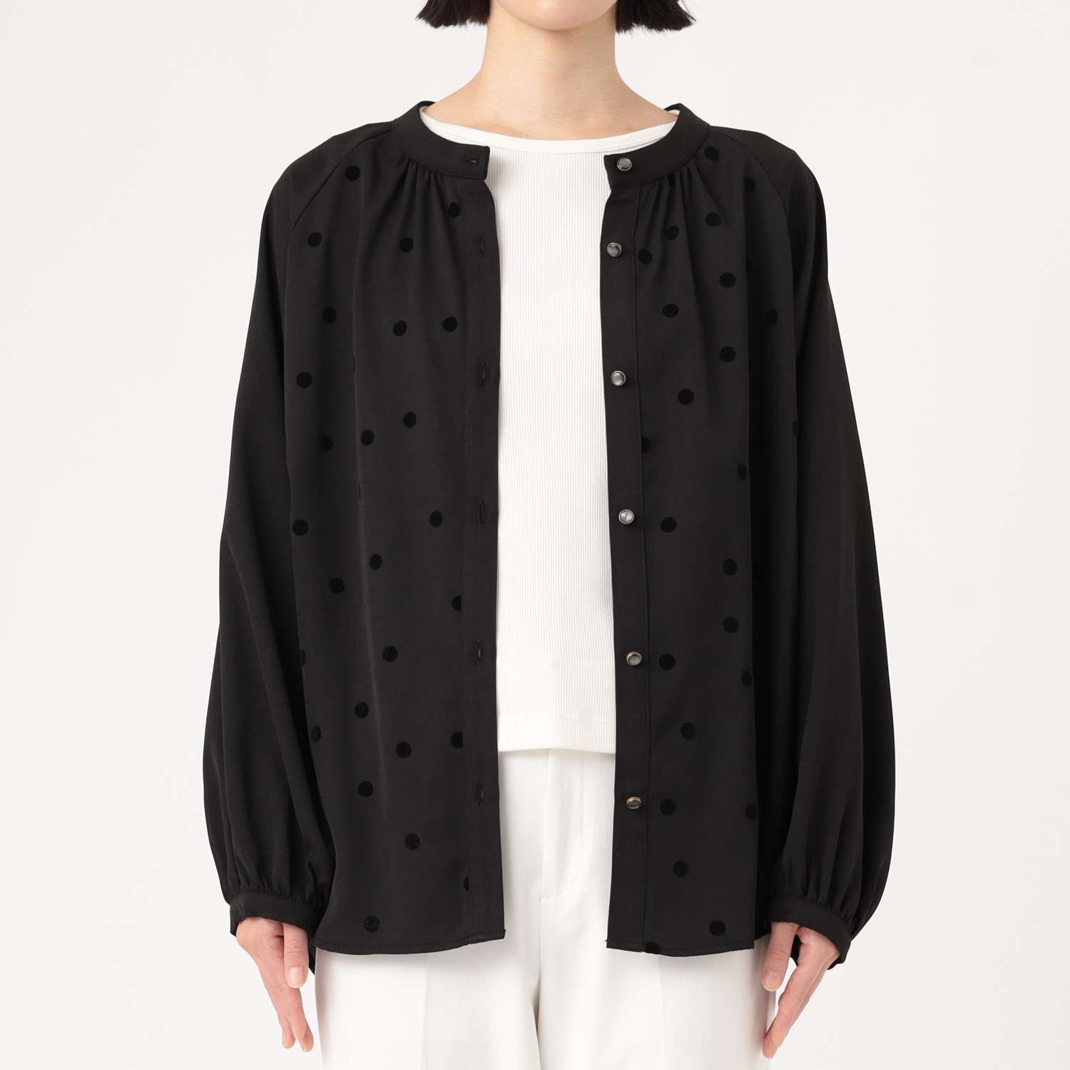 アリュメット ドットフロッキーブラウス