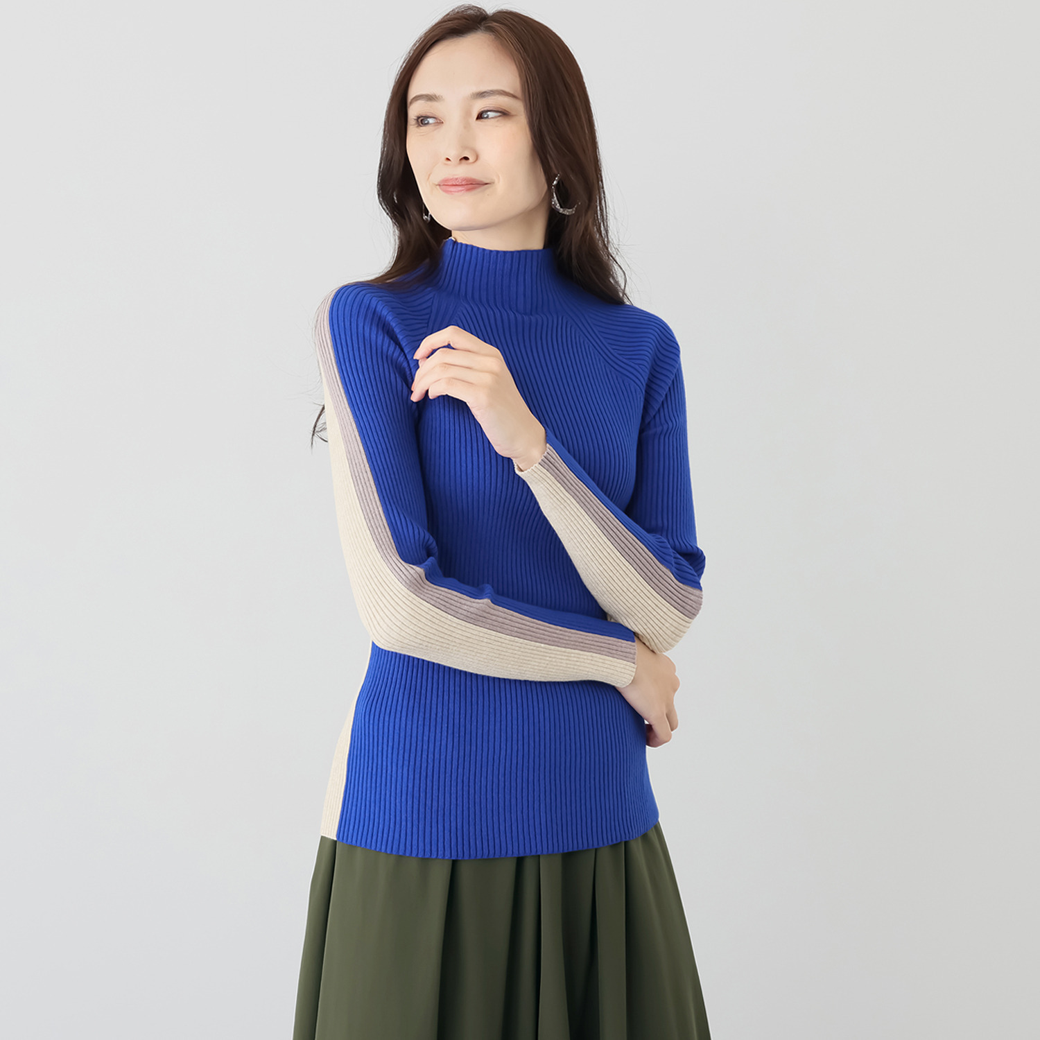 コイビトミサキ 前後２ウェイ 配色ニットプルオーバー