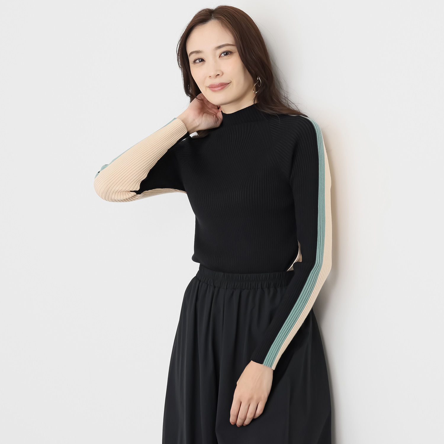 コイビトミサキ 前後２ウェイ 配色ニットプルオーバー