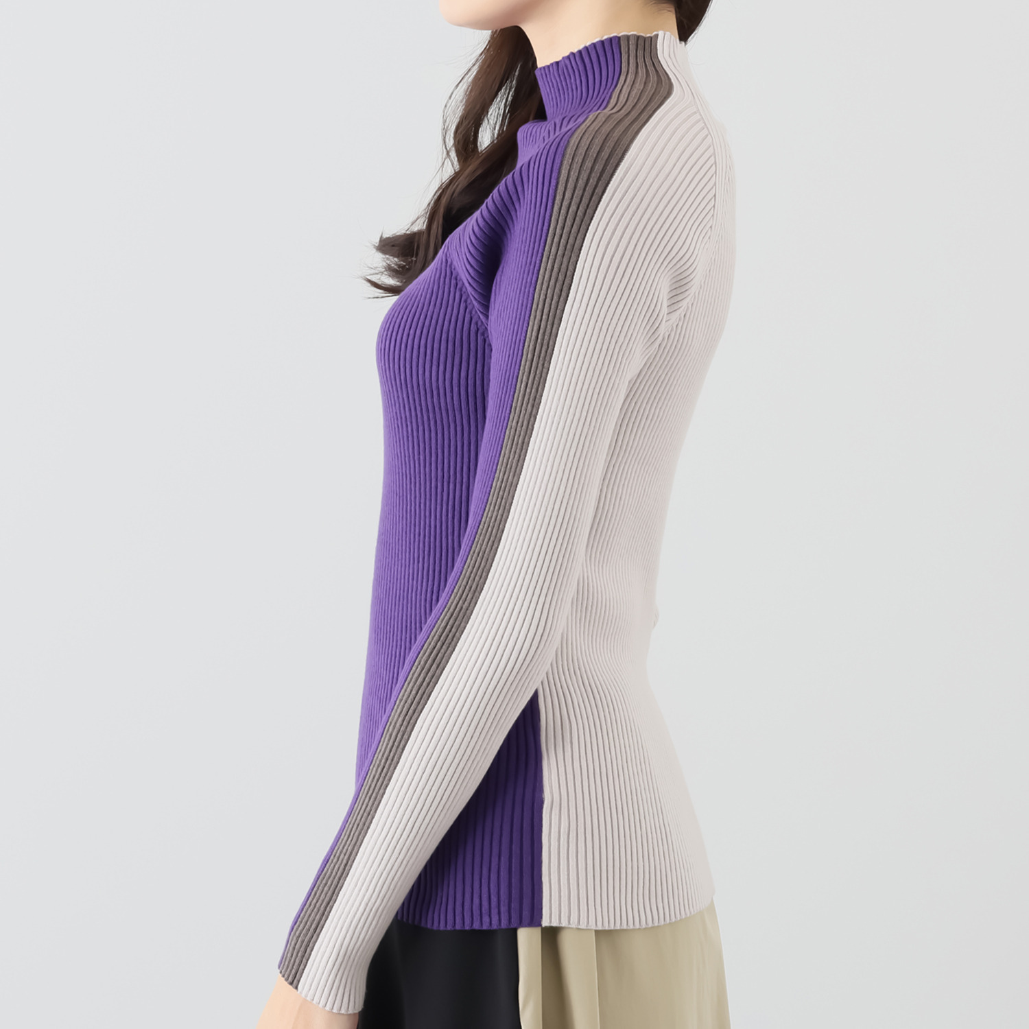 コイビトミサキ 前後２ウェイ 配色ニットプルオーバー