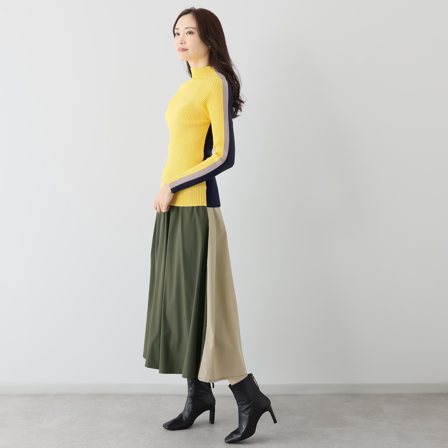 コイビトミサキ 前後２ウェイ 配色ニットプルオーバー